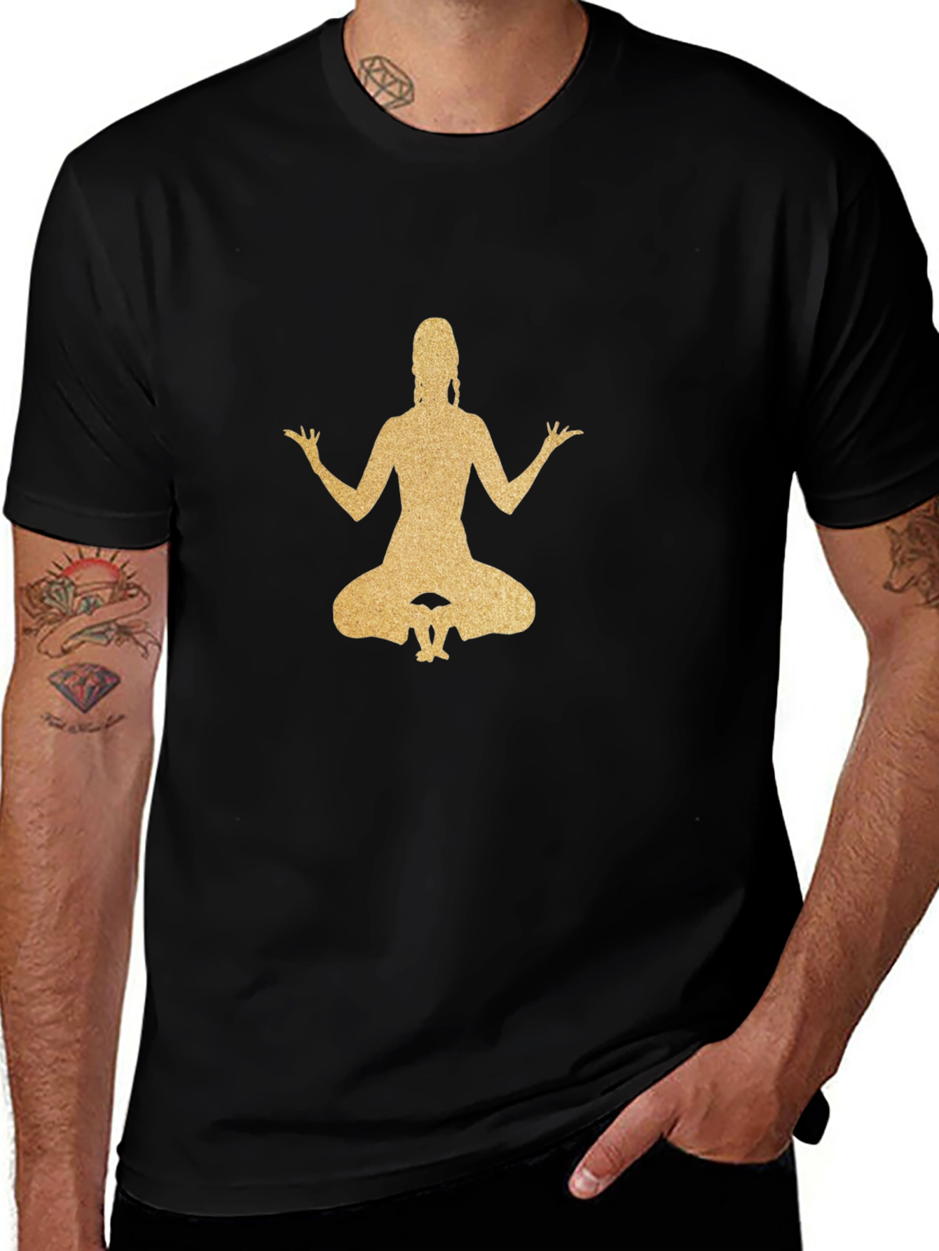 Variant 29 of Meditating Woman Graphic Tee - Black Cotton Blend