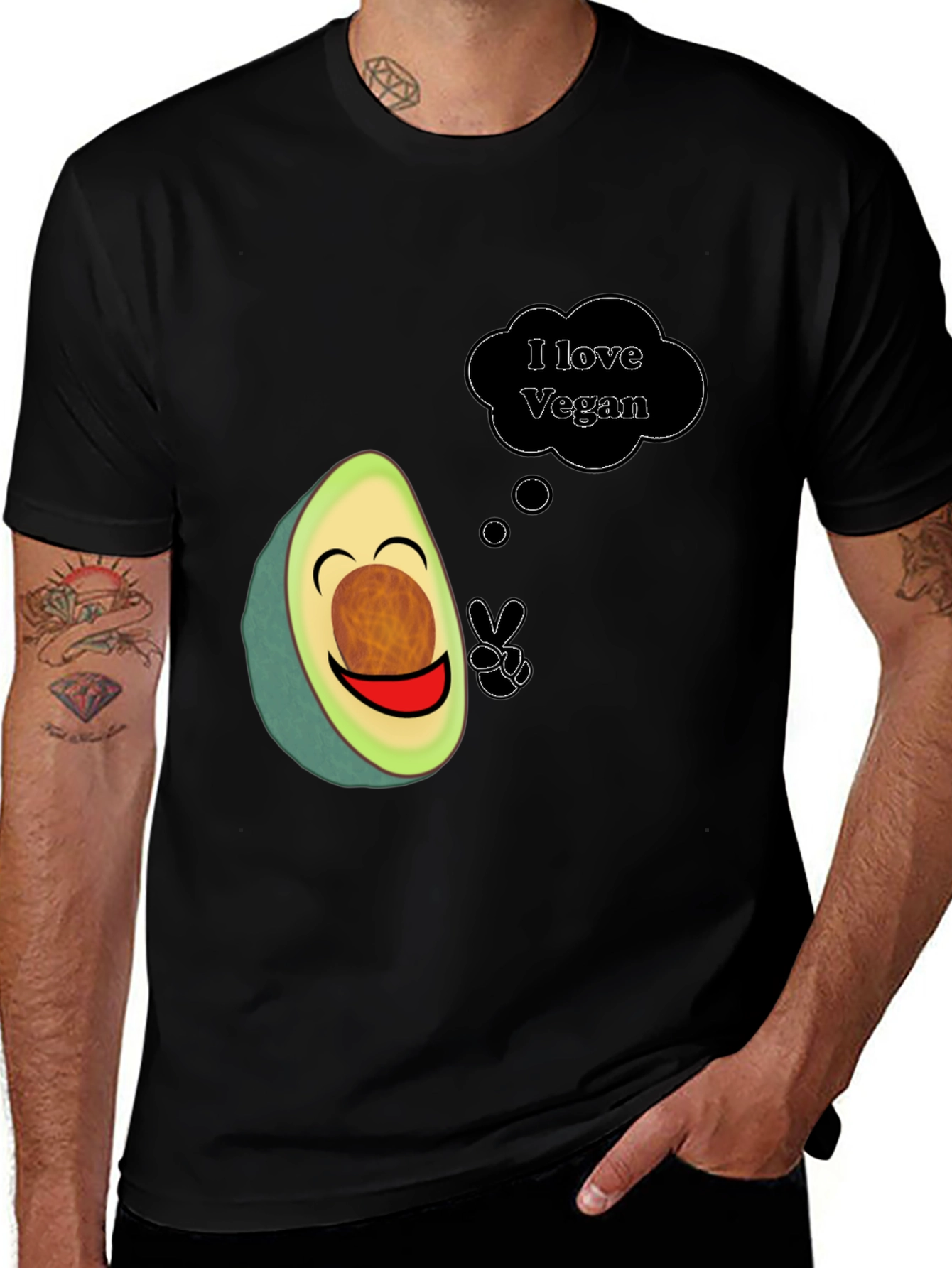 Variant 17 of Vegan Avocado T-Shirt - I Love Vegan Tee