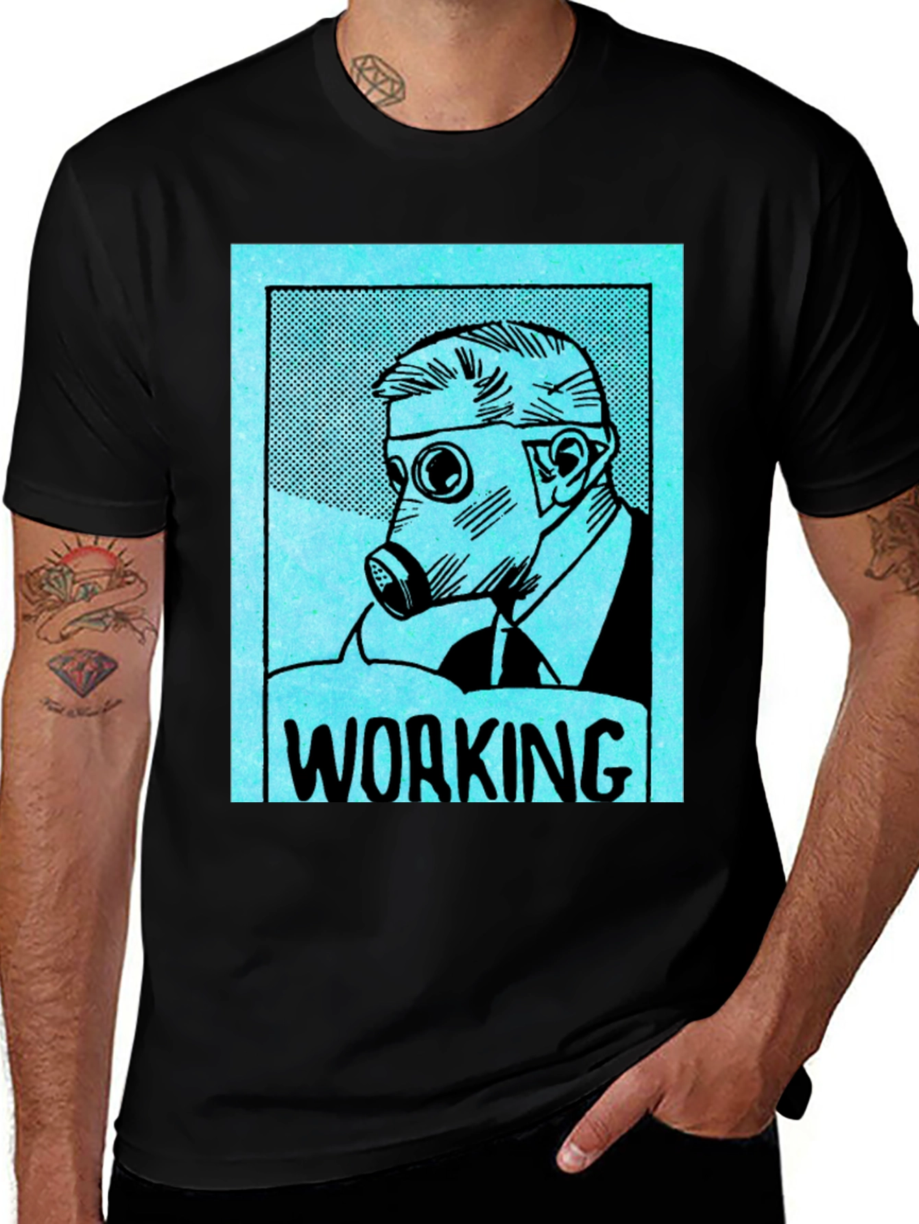 Variant 6 of Working Man Gas Mask Graphic T-Shirt
