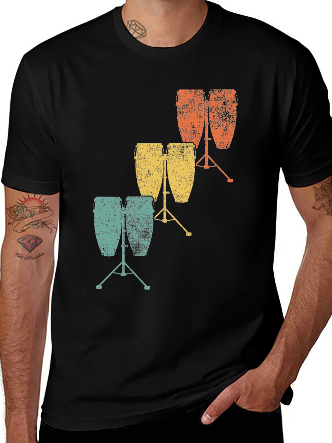 Variant 7 of Retro Conga Drummer T-Shirt - Music Lover Tee