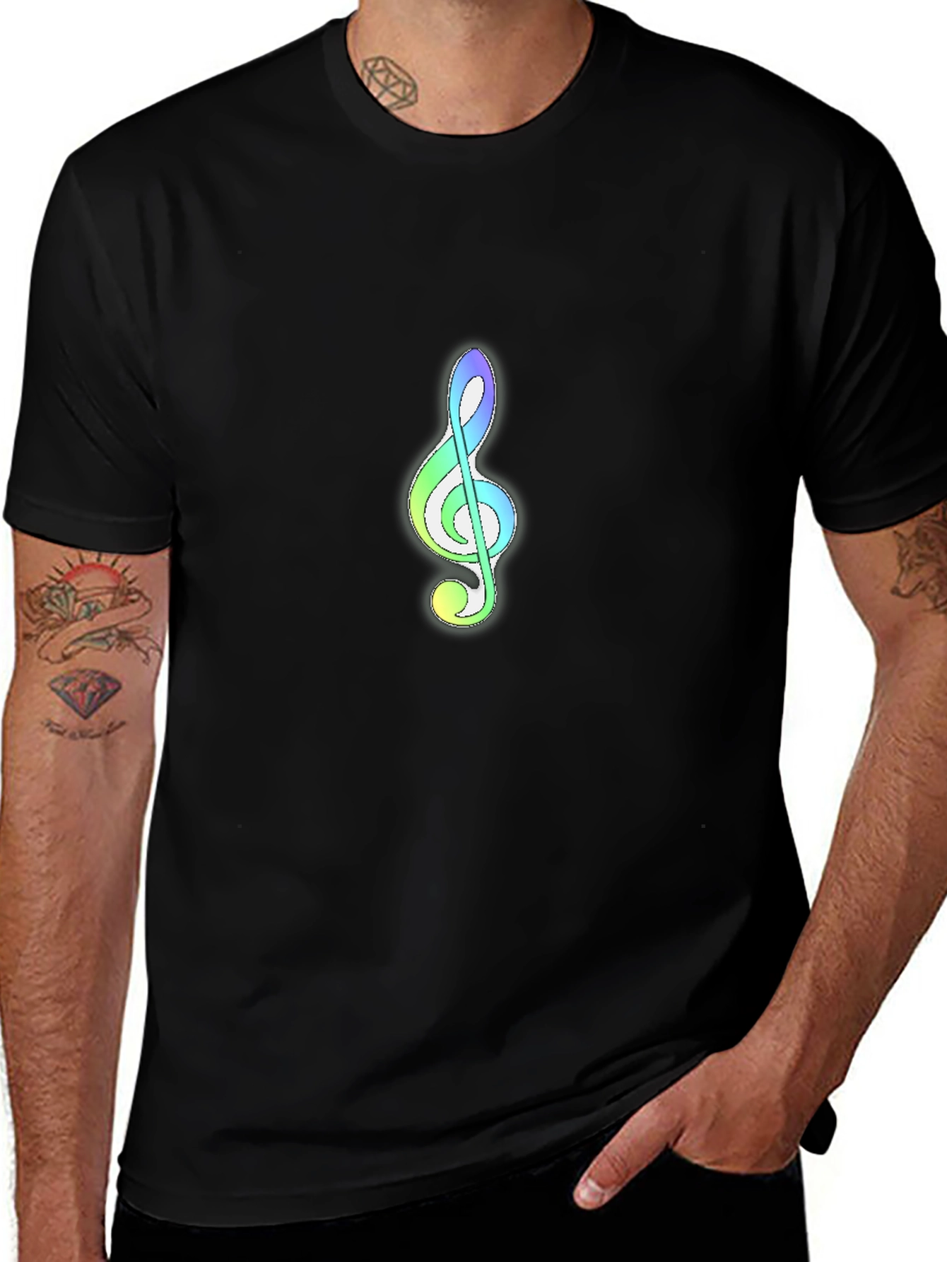 Treble Clef Graphic Black T-Shirt