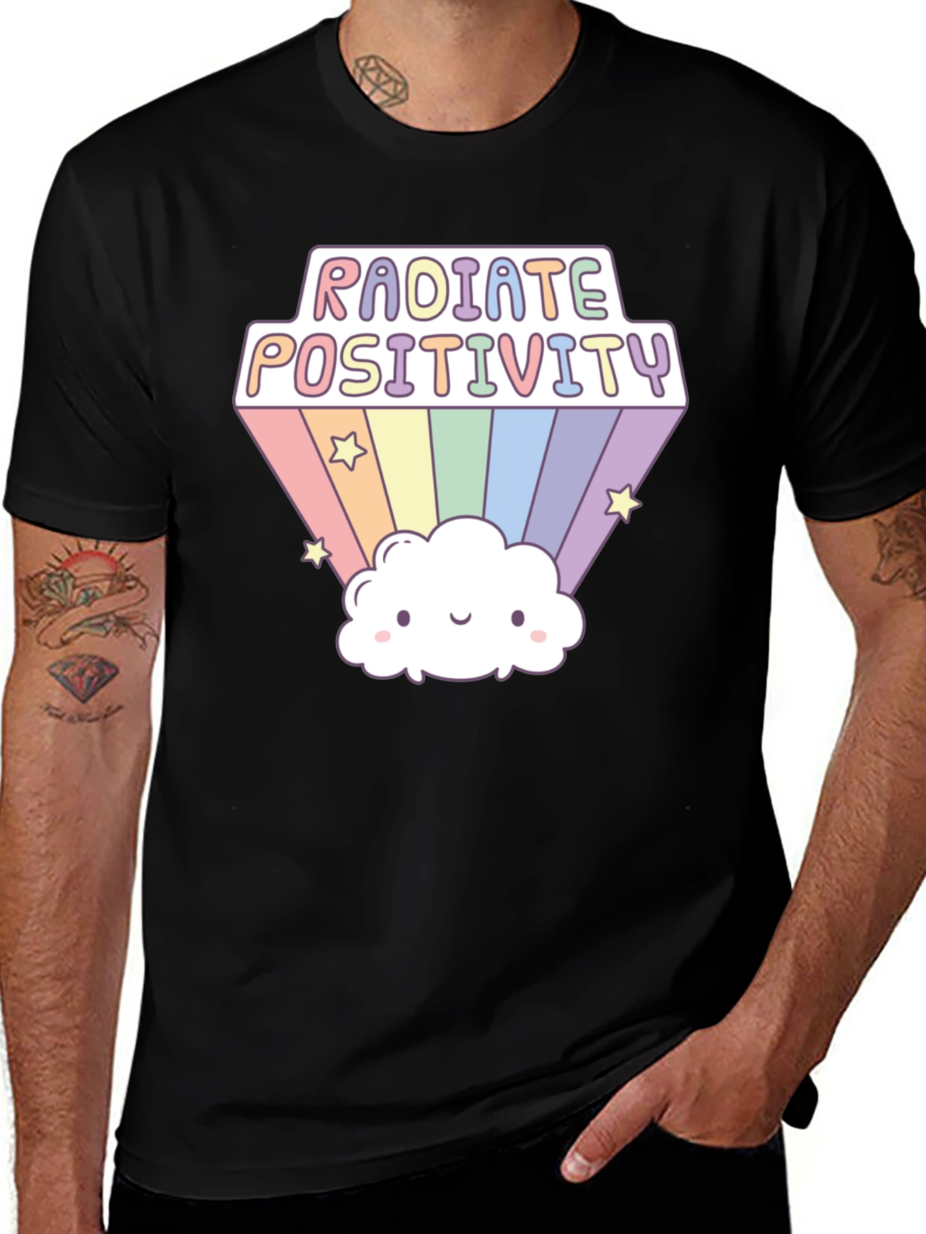 Variant 16 of Radiate Positivity Graphic T-Shirt - Cute Cloud Design