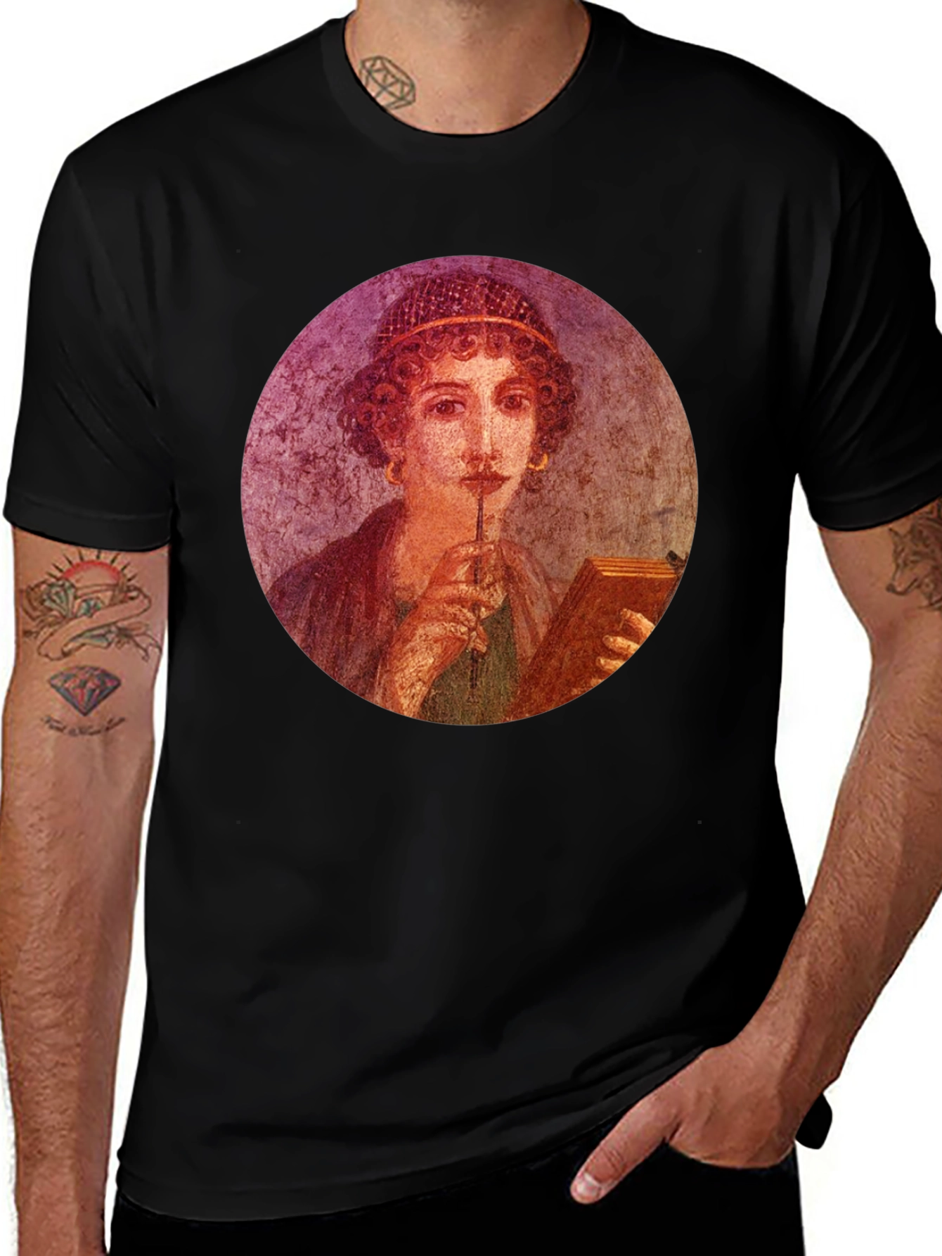 Variant 13 of Pompeii Portrait Tee - Black Graphic T-Shirt