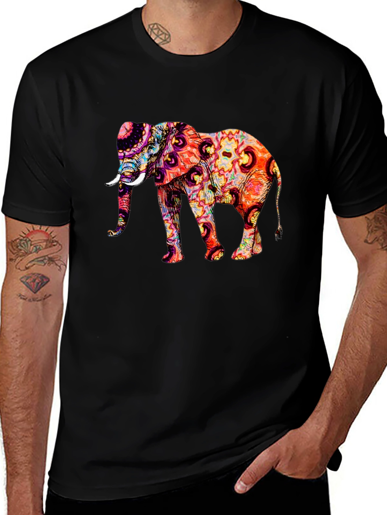 Variant 7 of Psychedelic Elephant Graphic Print T-Shirt
