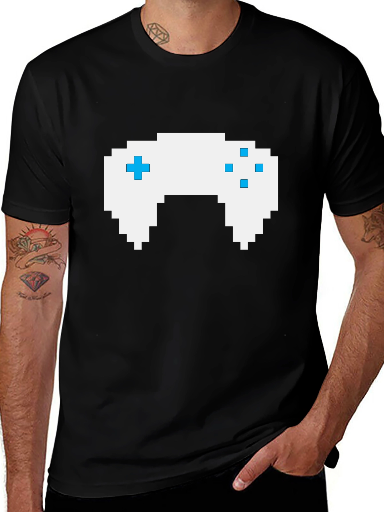 Variant 5 of Gamer Pixel Art Black T-Shirt