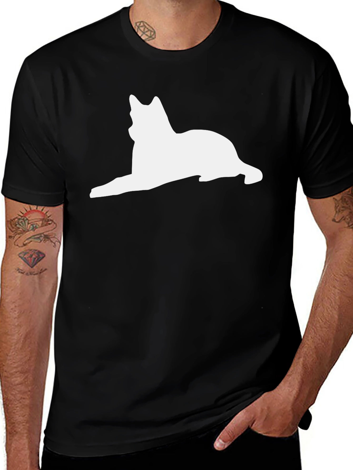 Variant 12 of Cool Cat Silhouette Black T-Shirt