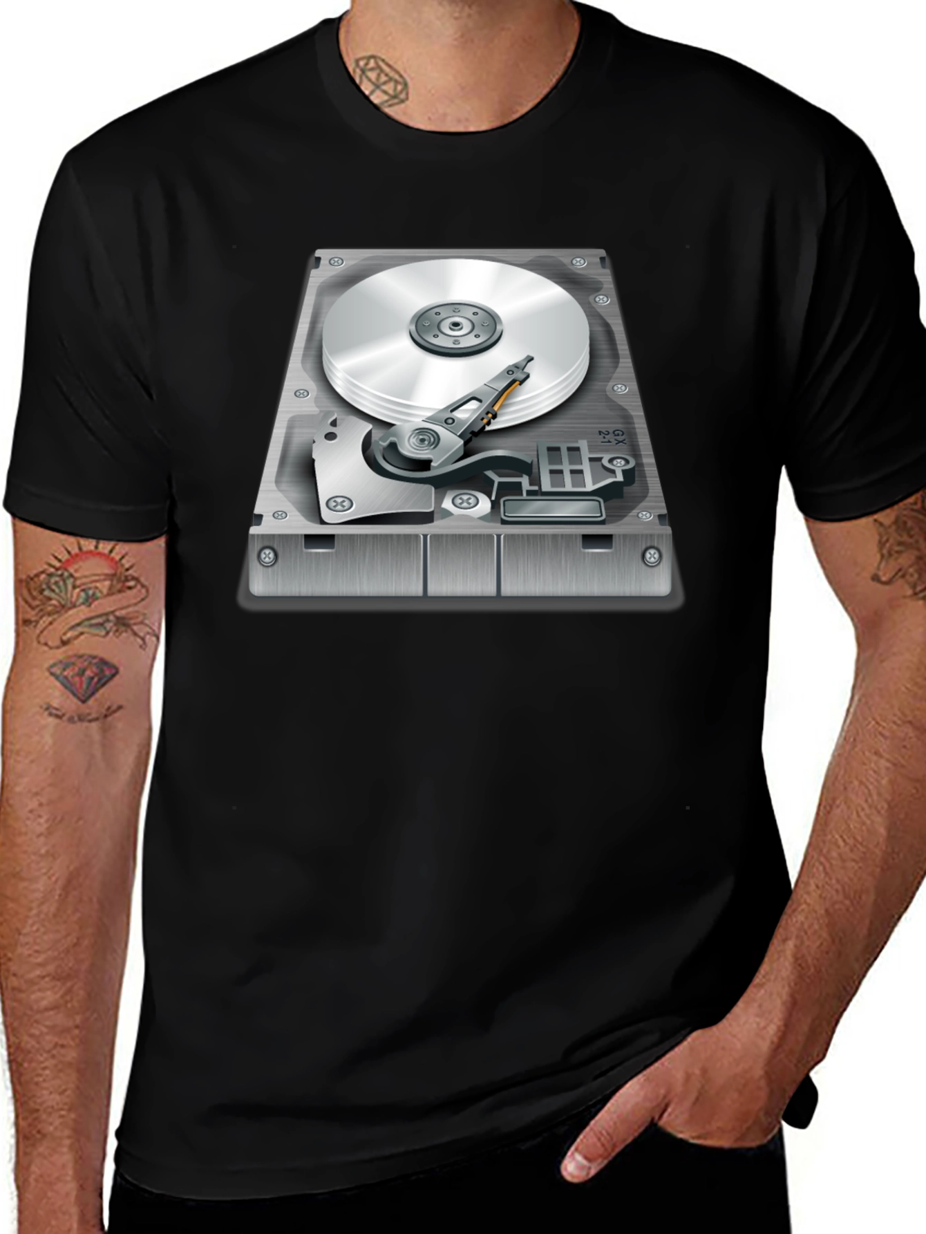 Variant 12 of Hard Drive Graphic T-Shirt - Techie Style