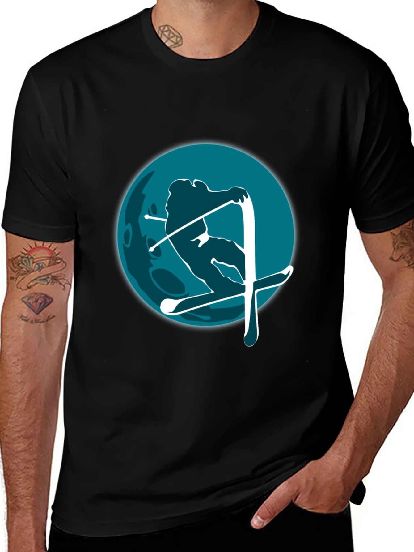 Variant 29 of Skiing Graphic Tee - Men's Black T-Shirt