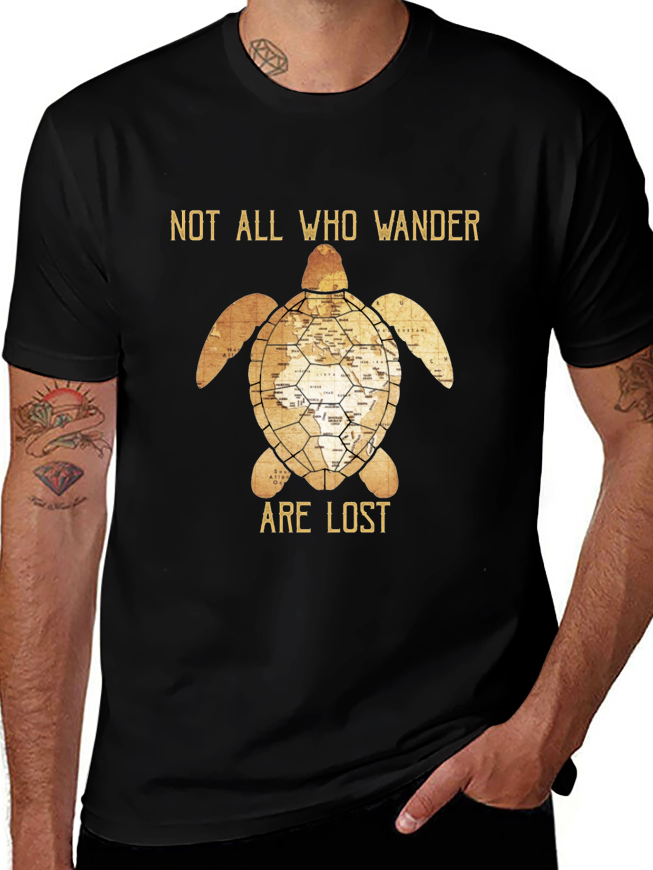Variant 20 of Not All Who Wander Are Lost Turtle Graphic T-Shirt