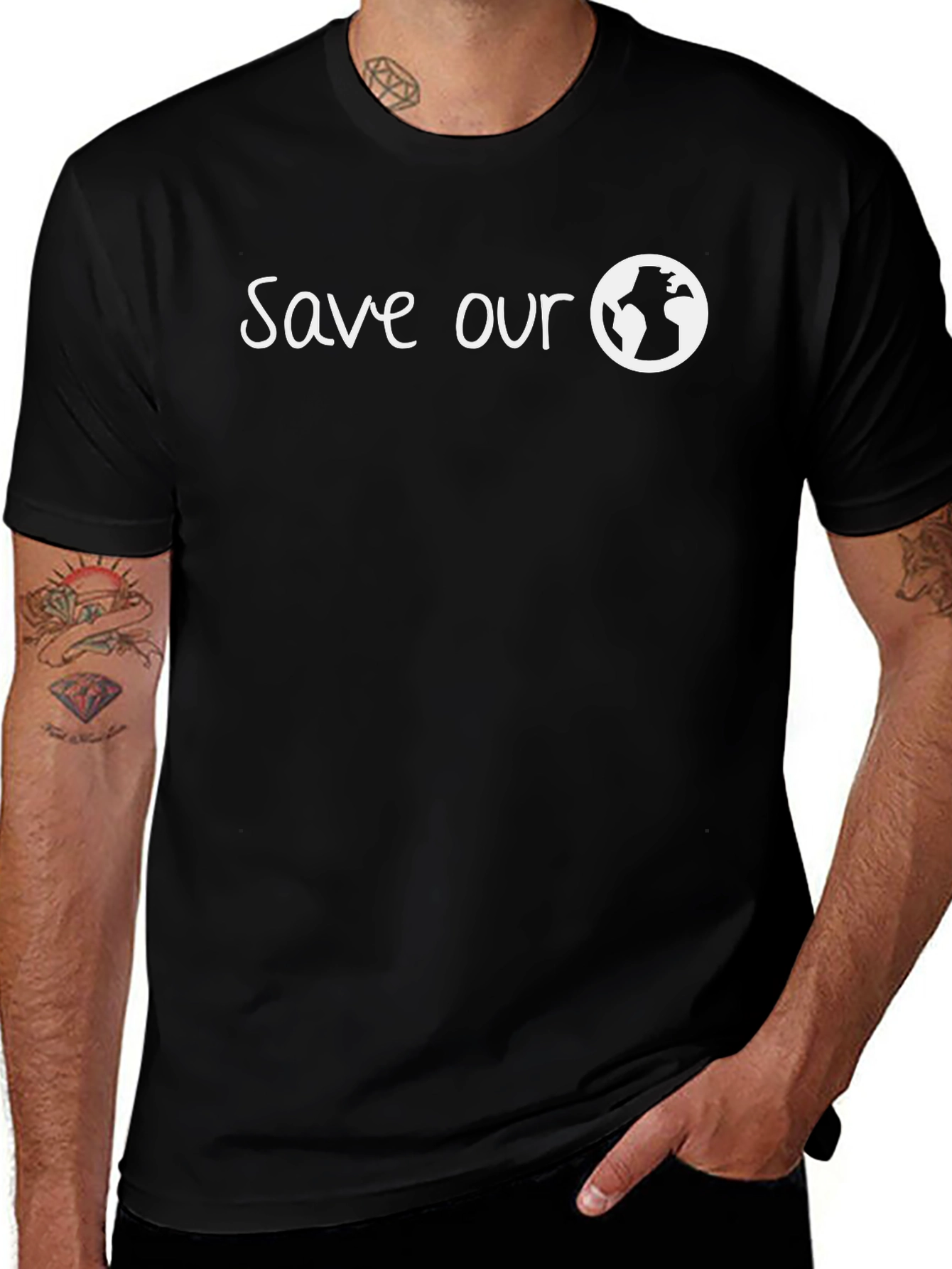 Variant 10 of Save Our Earth Graphic Tee - Black