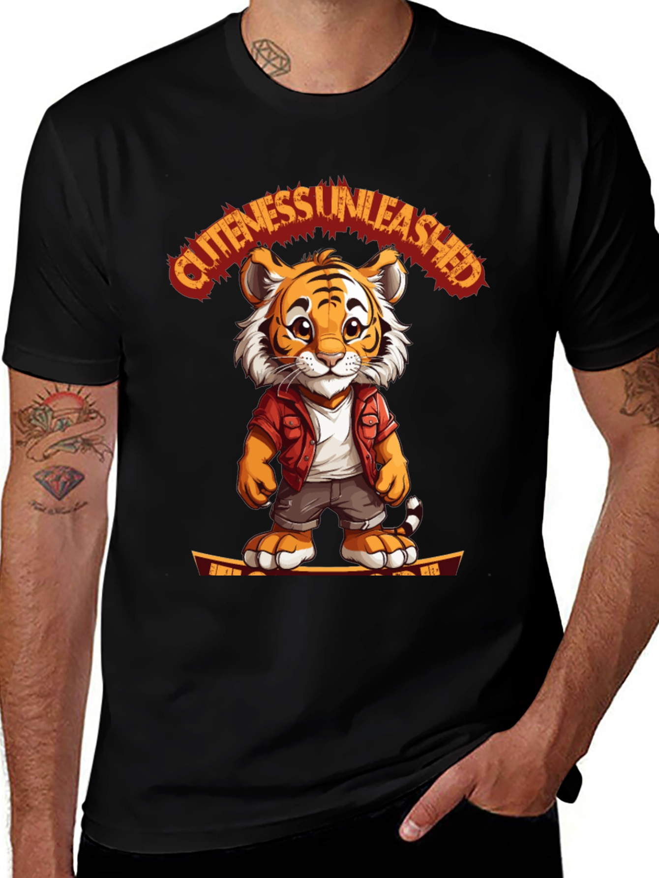 Black Cute Tiger Graphic Tee - Unleash the Cuteness! main image