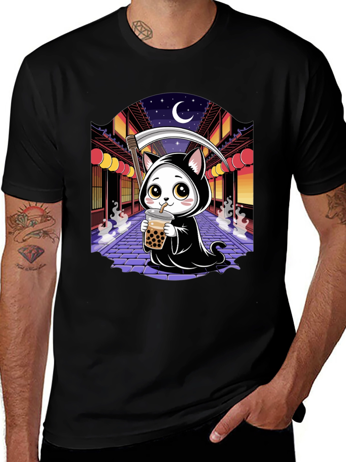 Kawaii Grim Reaper Cat T-Shirt