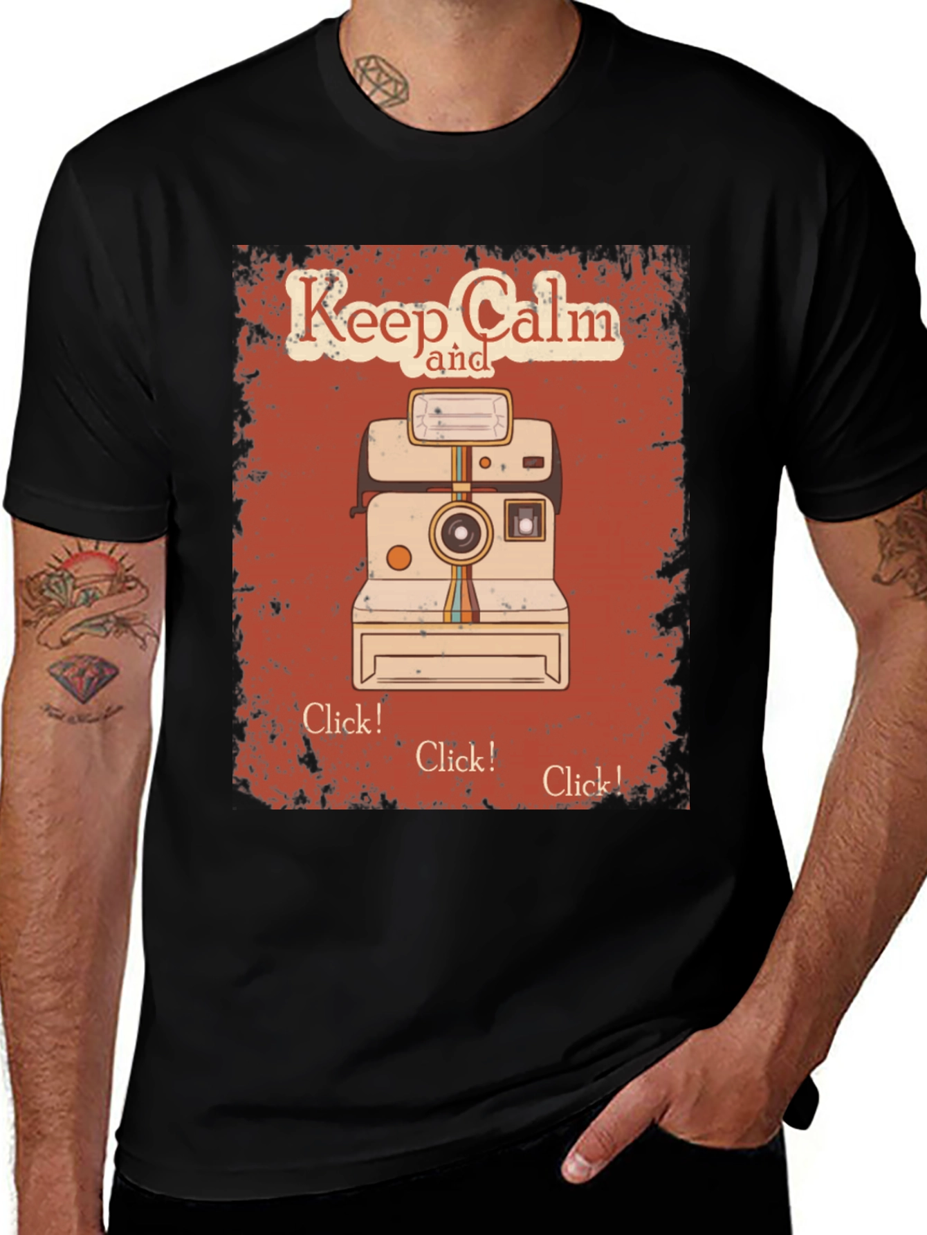 Retro Camera Graphic Tee - Keep Calm & Click!