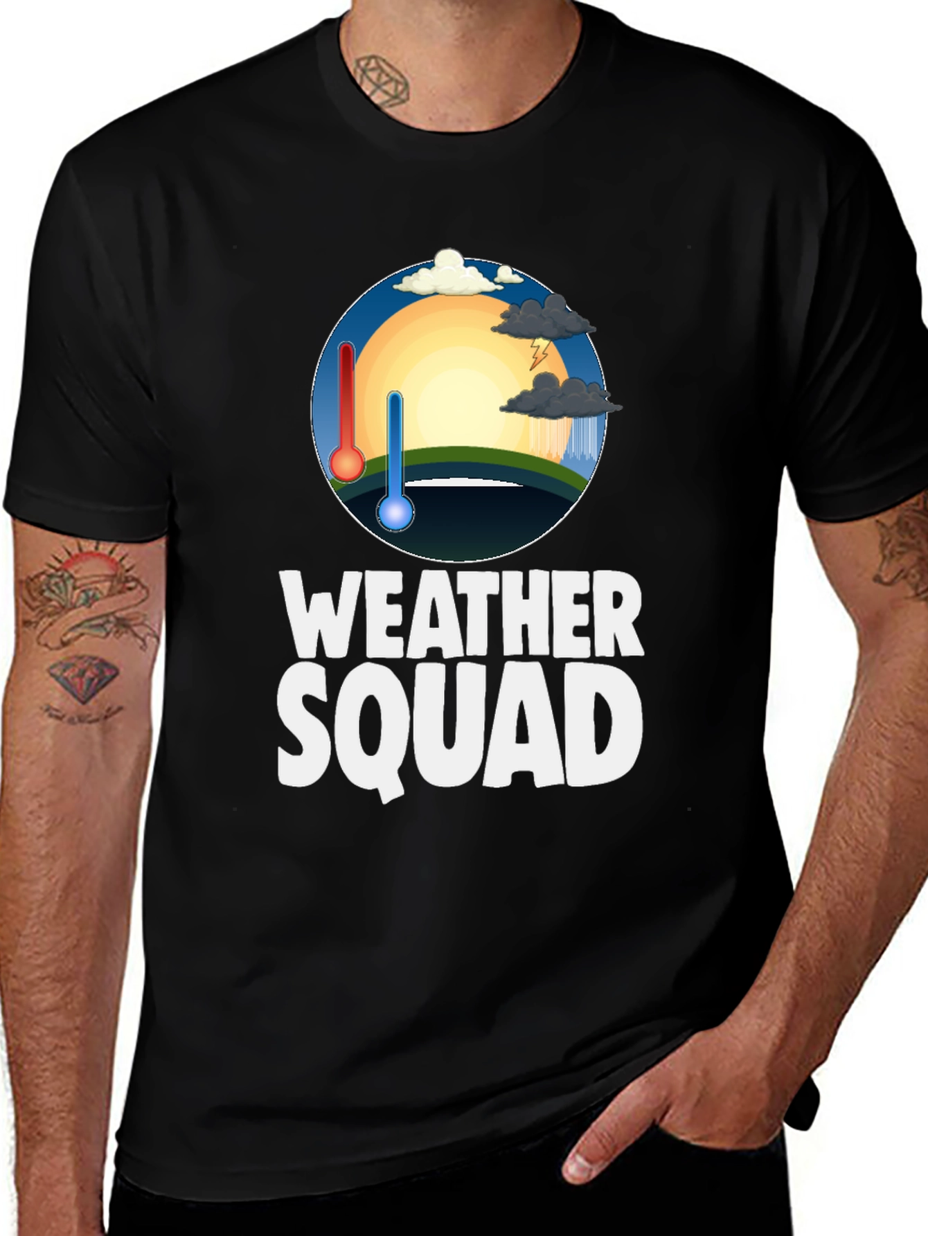 Variant 25 of Weather Squad Graphic T-Shirt - Black Cotton Tee
