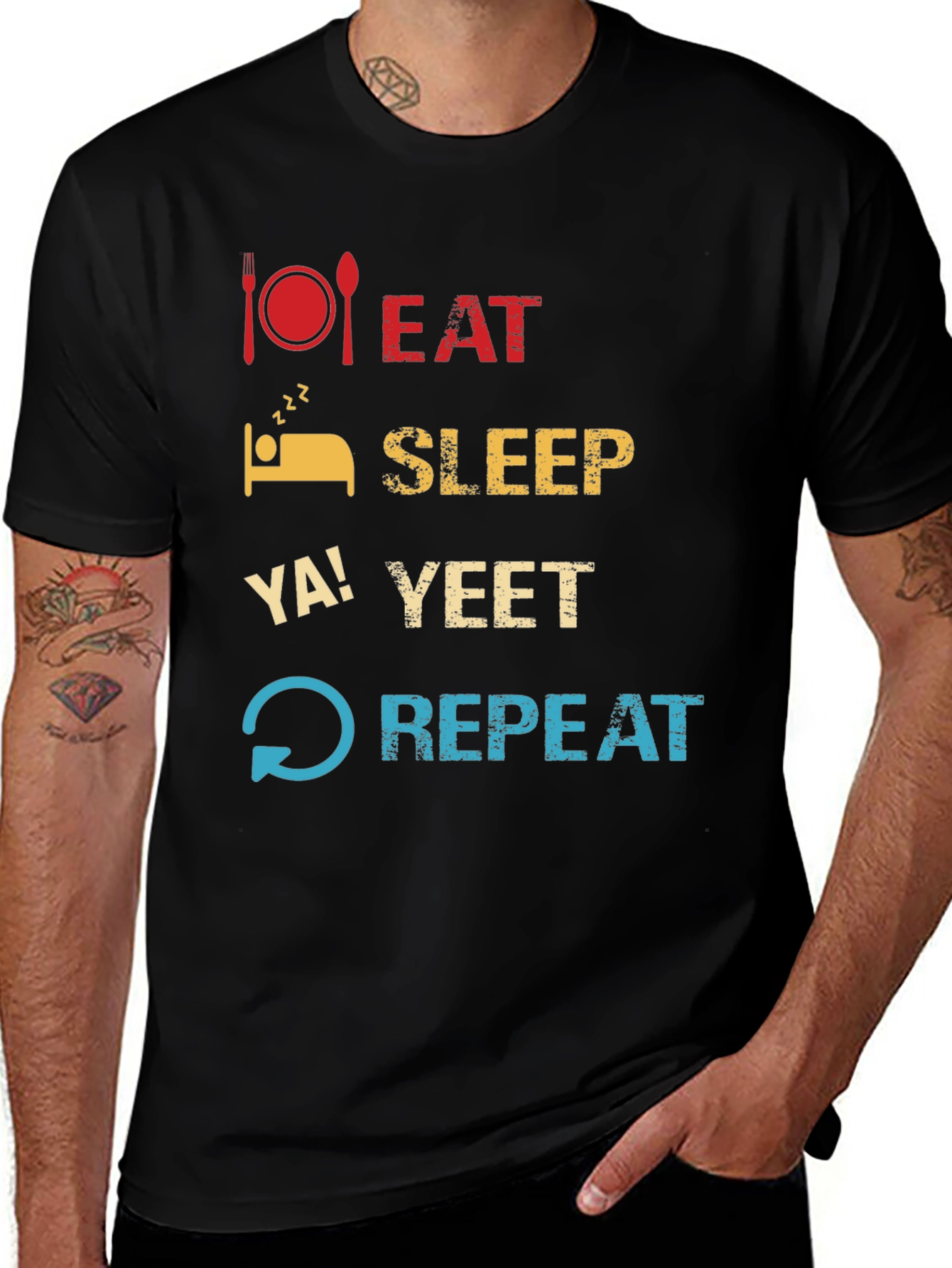 Variant 8 of Eat Sleep Ya! Yeet Repeat Funny Graphic T-Shirt