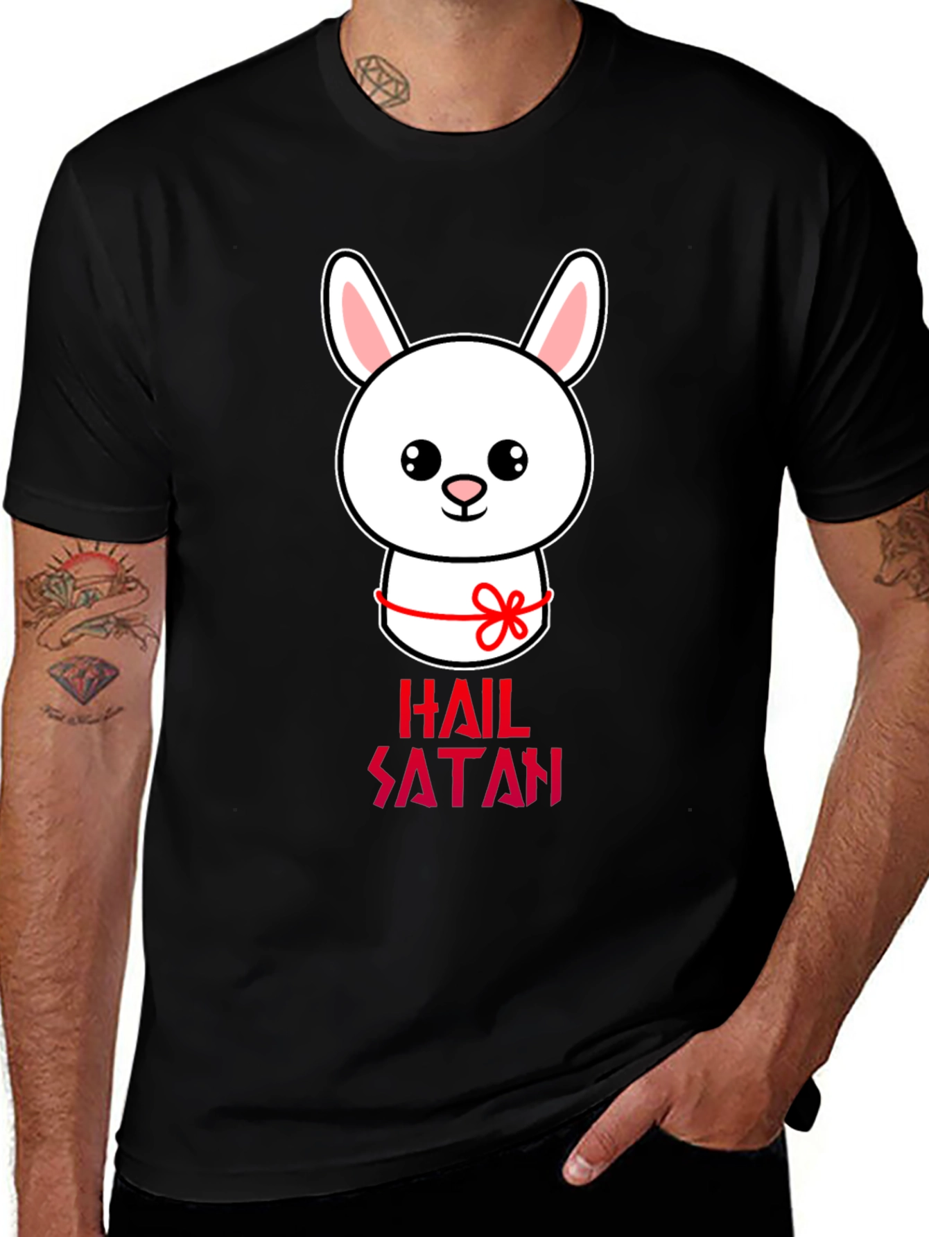 Hail Satan Bunny Graphic T-Shirt