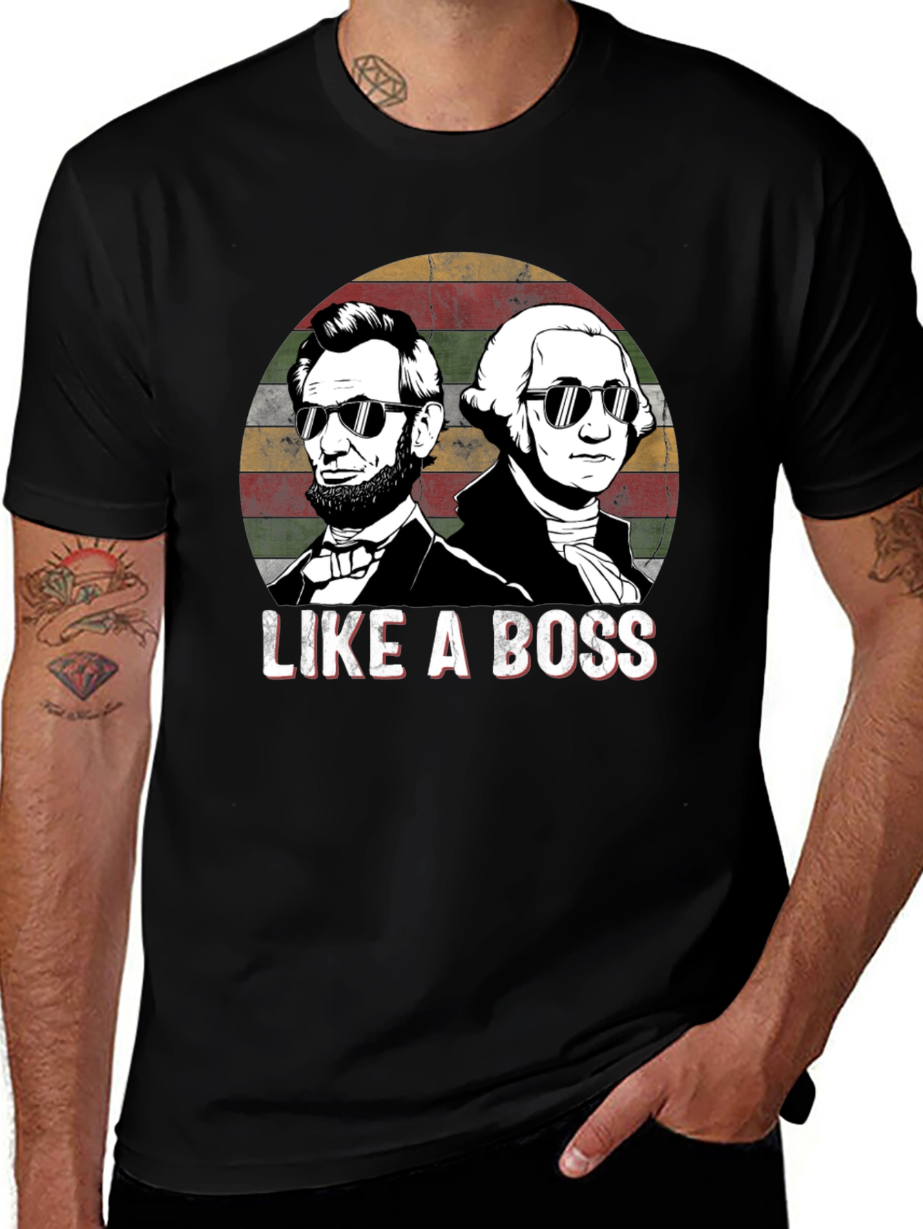 Variant 21 of Like a Boss T-Shirt - Presidents Lincoln & Washington