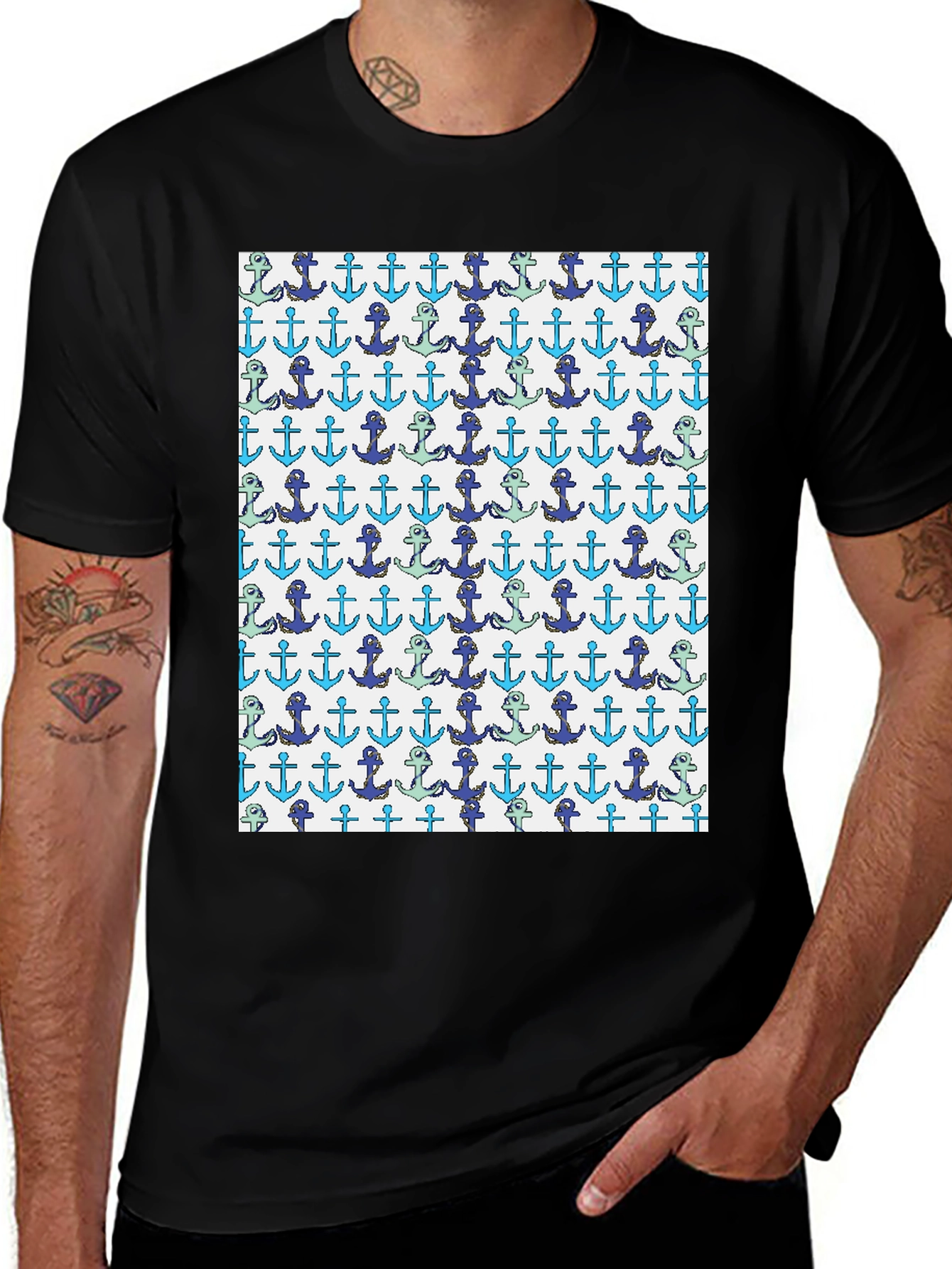 Variant 24 of Anchor Pattern T-Shirt - Nautical Theme