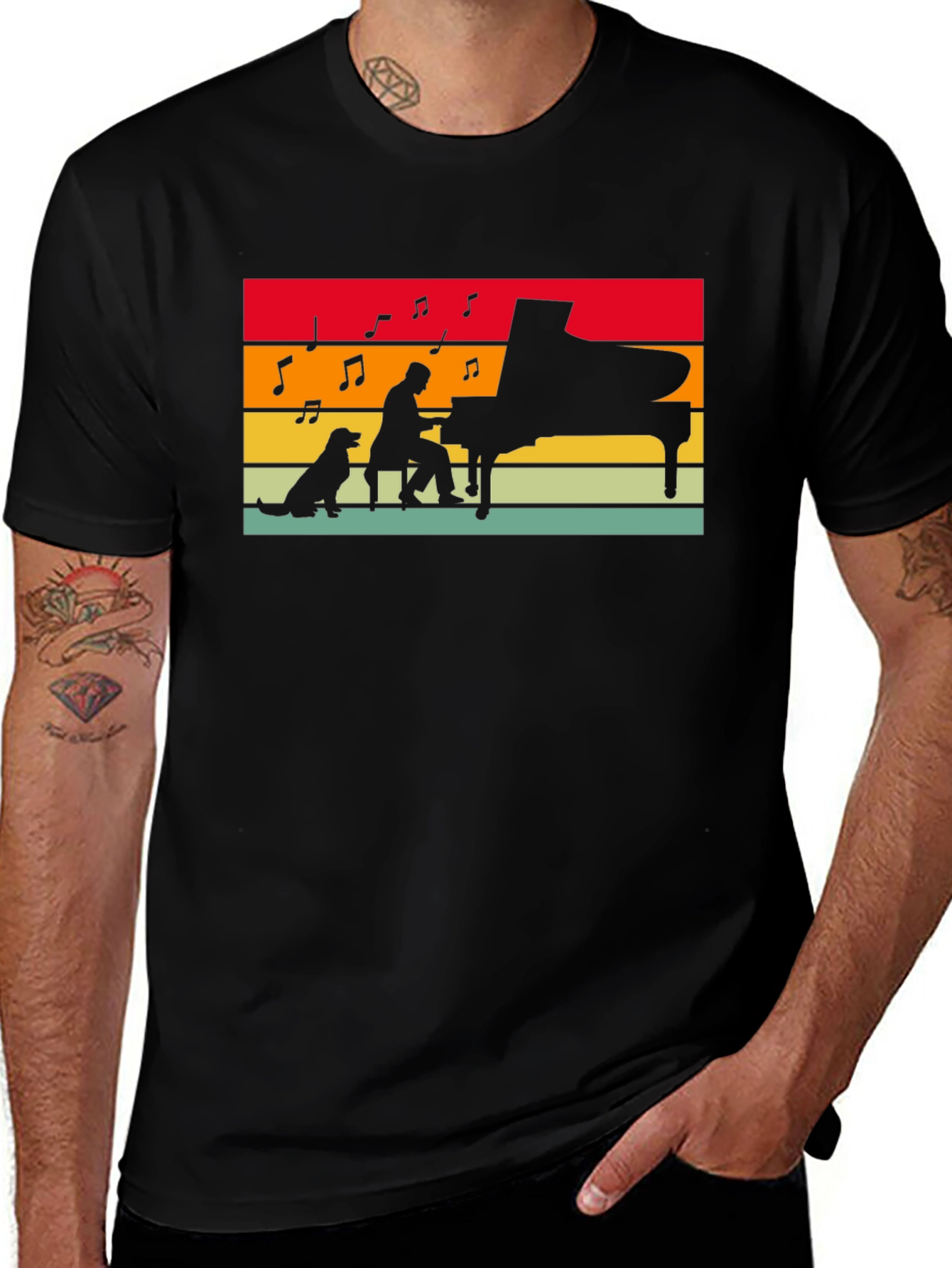 Variant 25 of Piano Player & Dog Silhouette Tee
