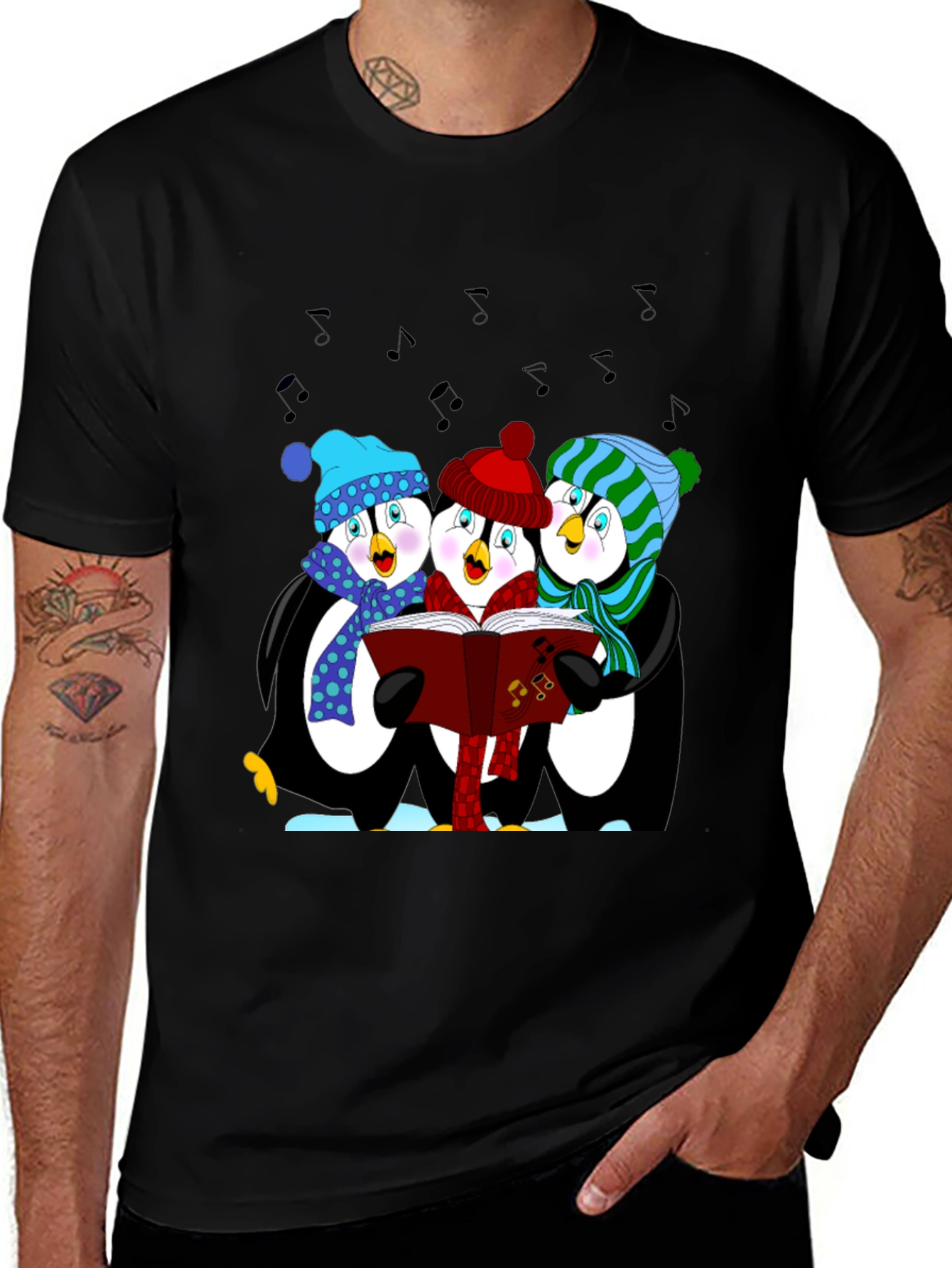 Variant 2 of Penguin Carolers T-Shirt - Winter Holiday Apparel
