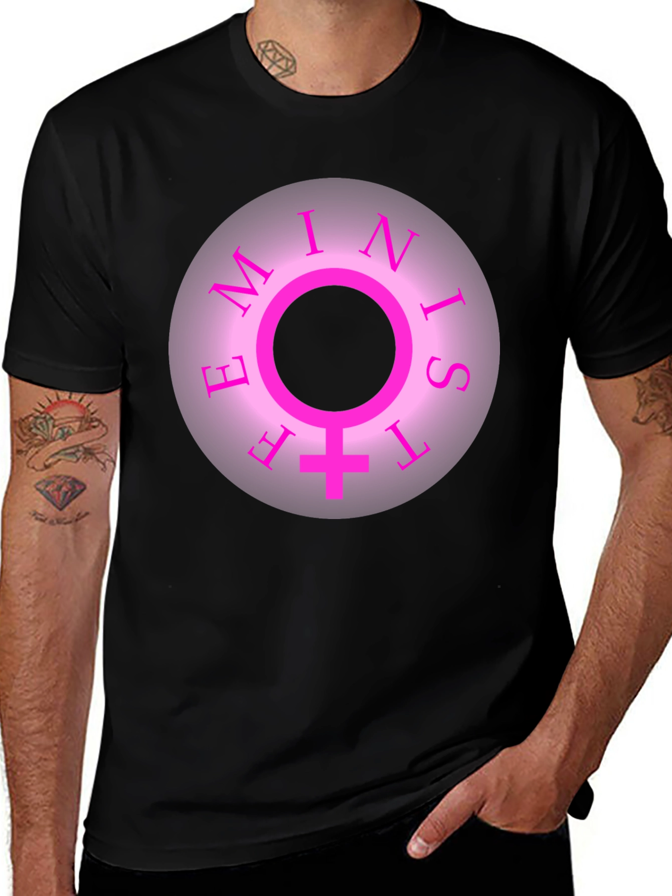 Variant 28 of Feminist Symbol Graphic Tee - Black Cotton T-Shirt