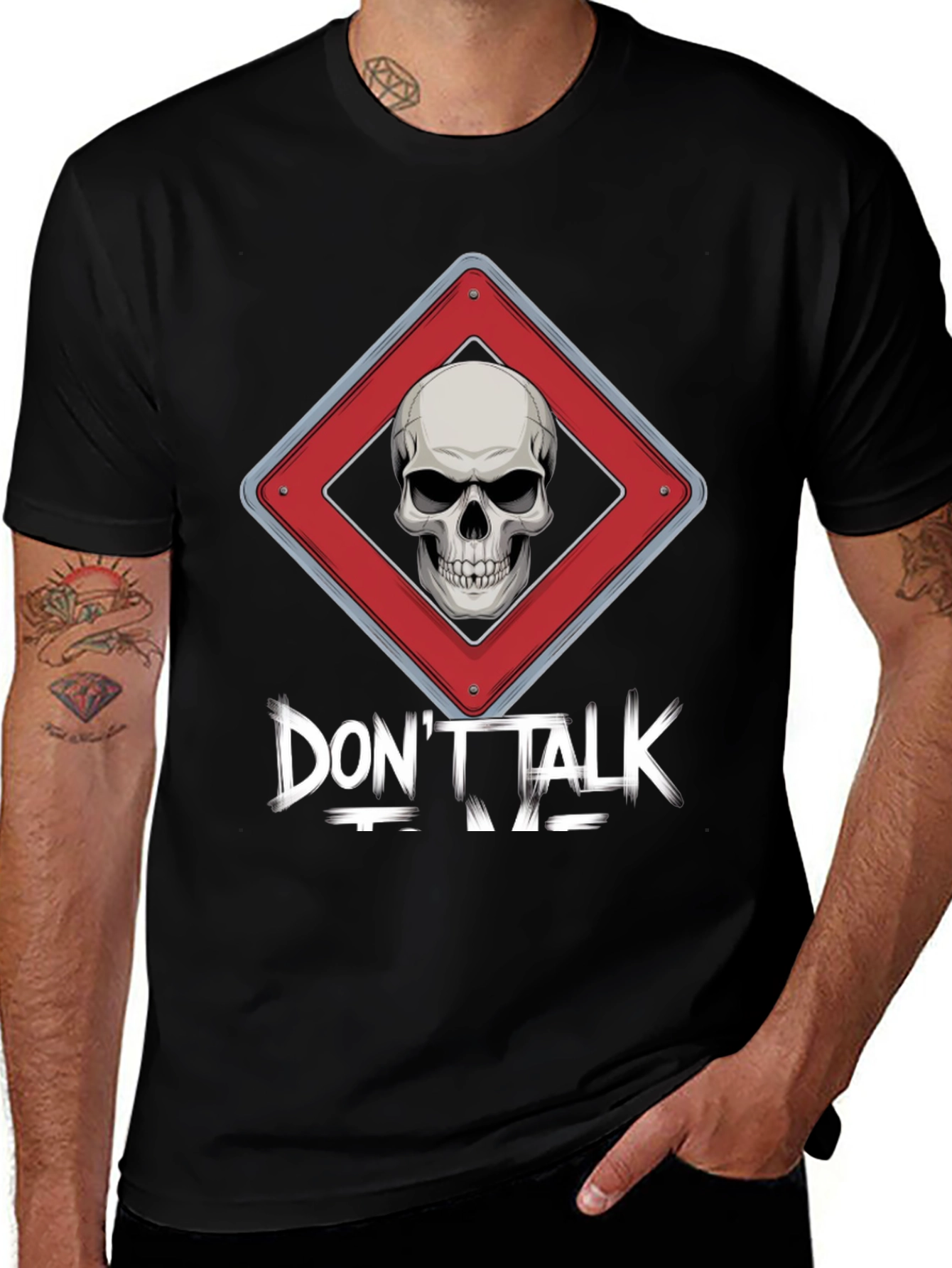 Variant 18 of Edgy Skull Warning T-Shirt - Don't Talk to Me Graphic Tee