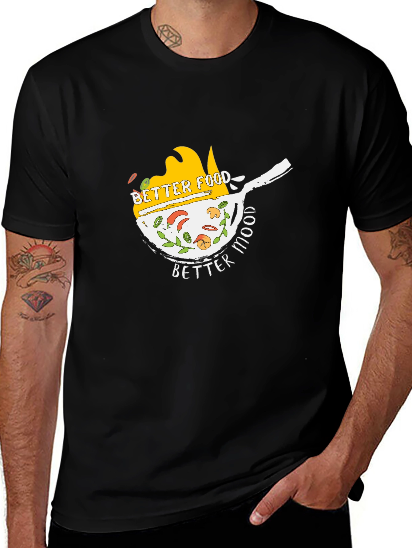 Black Better Food Better Mood Black T-Shirt main image