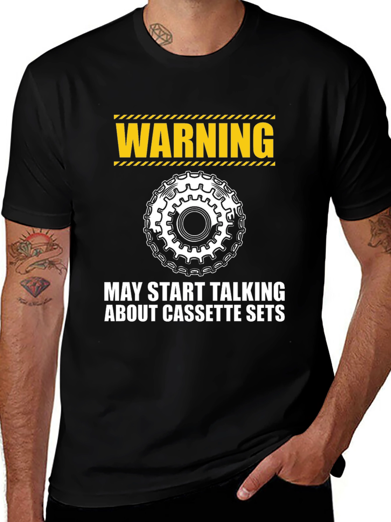 Warning: Cassette Sets T-Shirt - Cycling Enthusiast Apparel