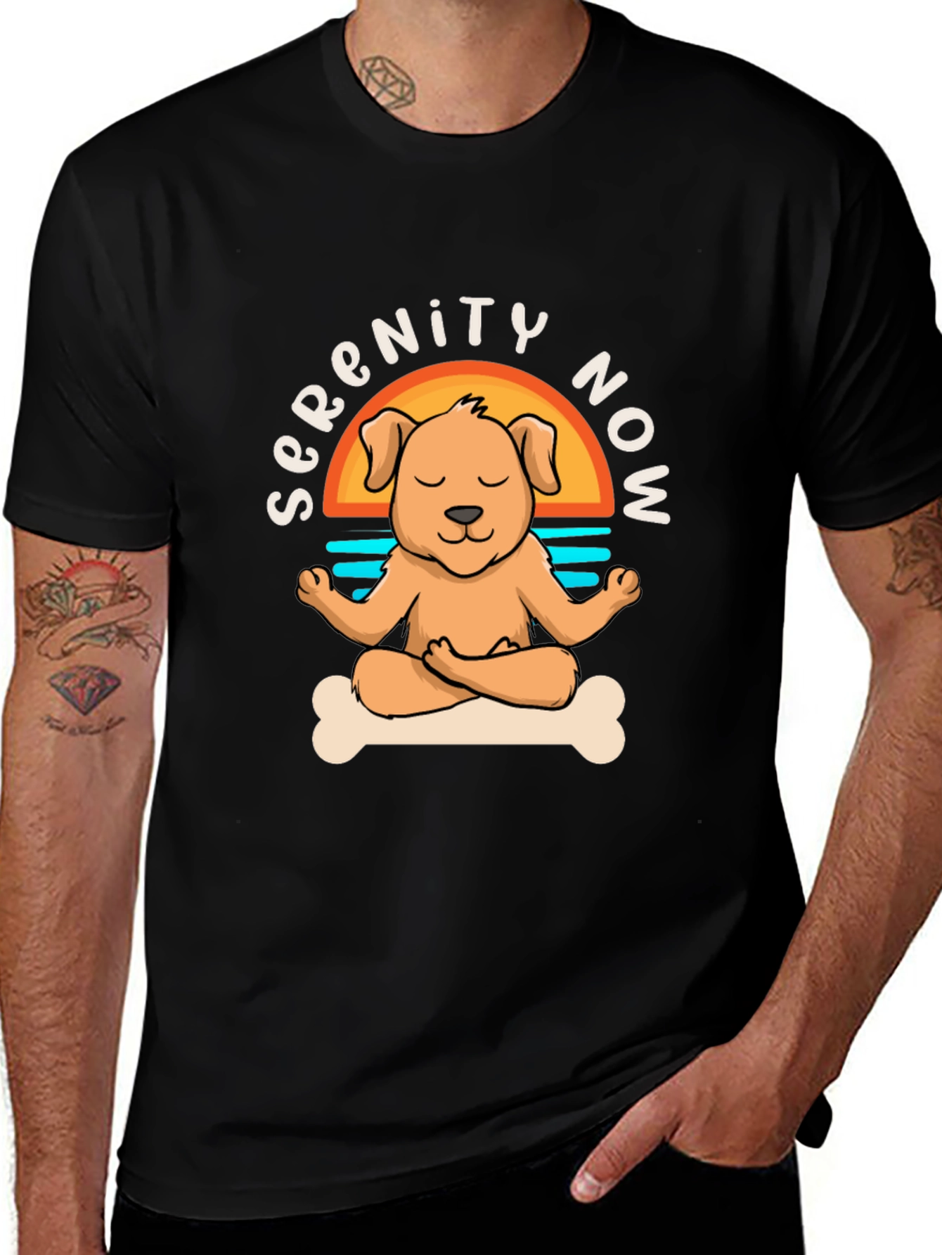 Variant 24 of Serenity Now Dog Yoga Meditation T-Shirt