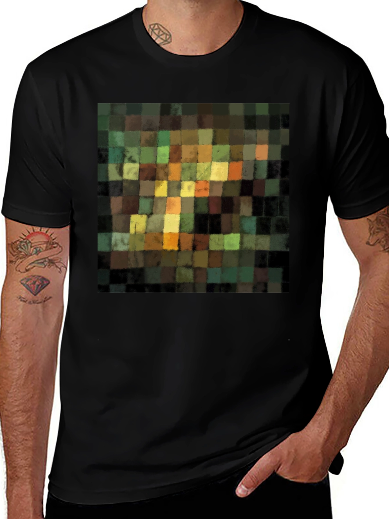 Variant 8 of Abstract Squares Graphic Black T-Shirt