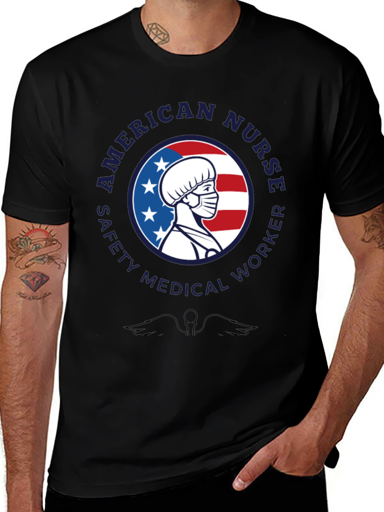 Variant 15 of American Nurse T-Shirt, Safety Medical Worker Tee