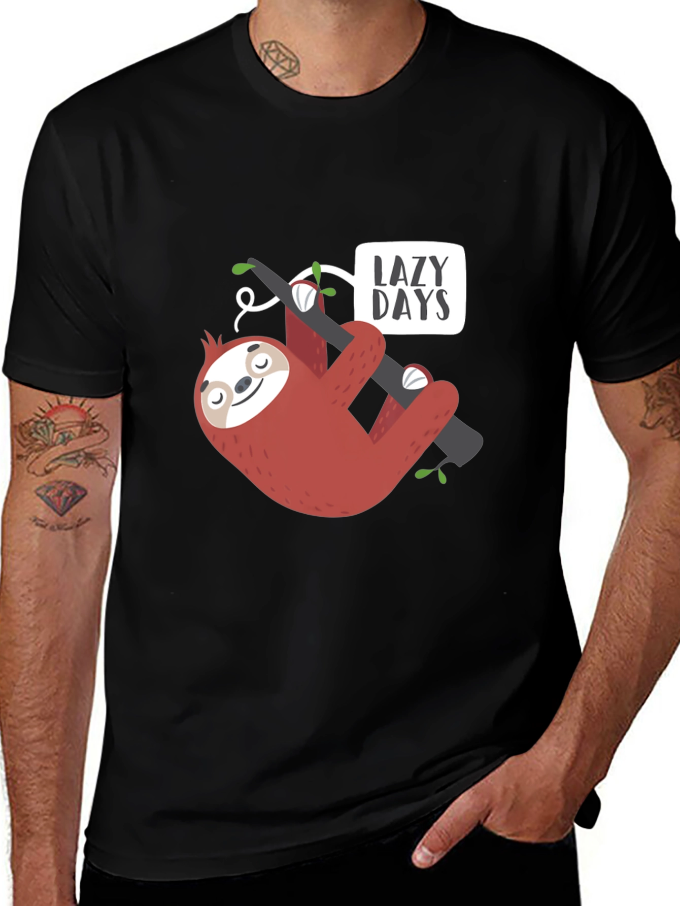 Variant 15 of Lazy Days Sloth Graphic Tee - Relaxed Fit