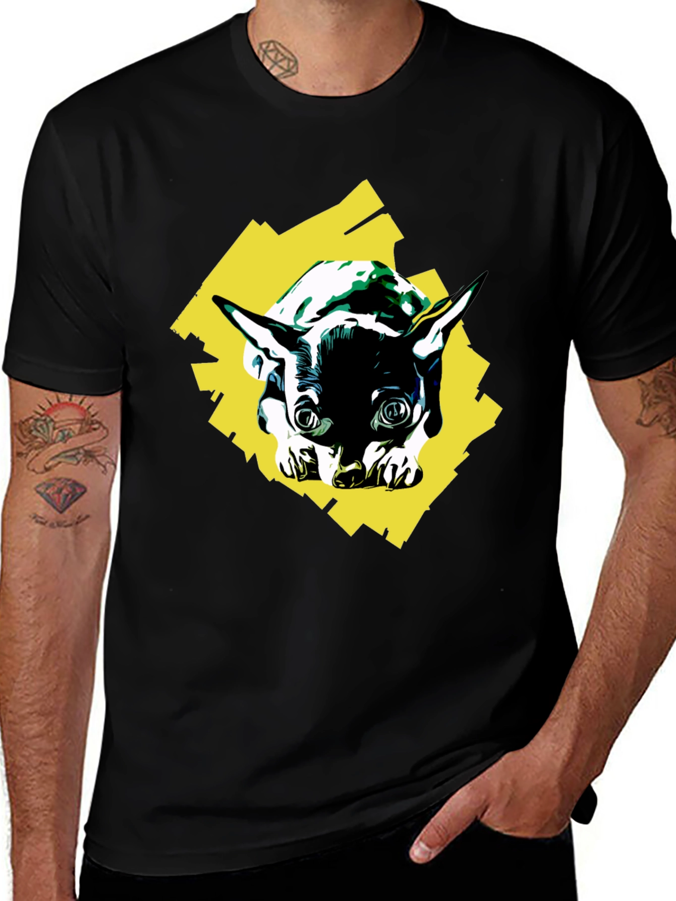 Variant 29 of Dog Graphic Print Black T-Shirt