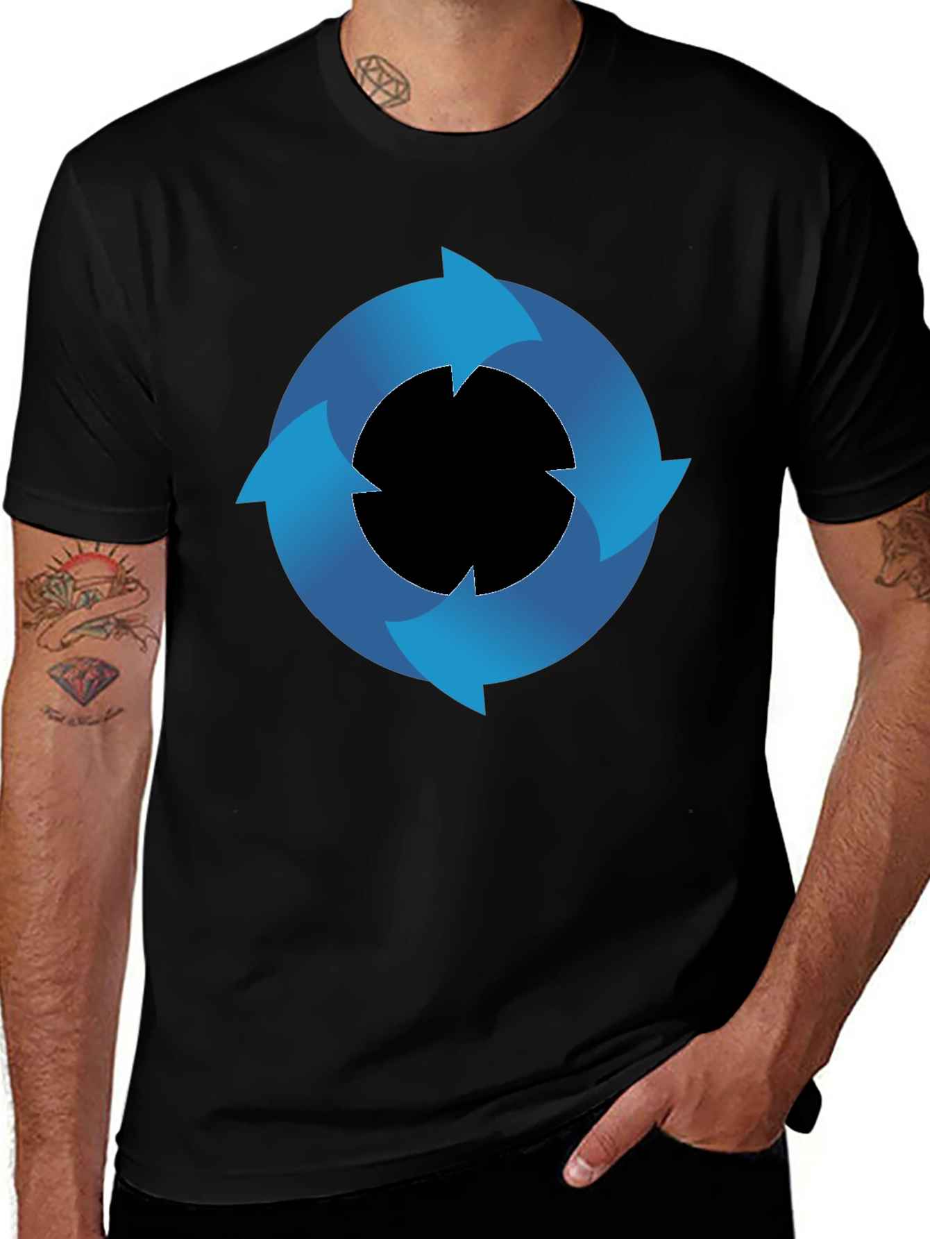 Variant 5 of Circular Arrow Graphic T-Shirt - Black