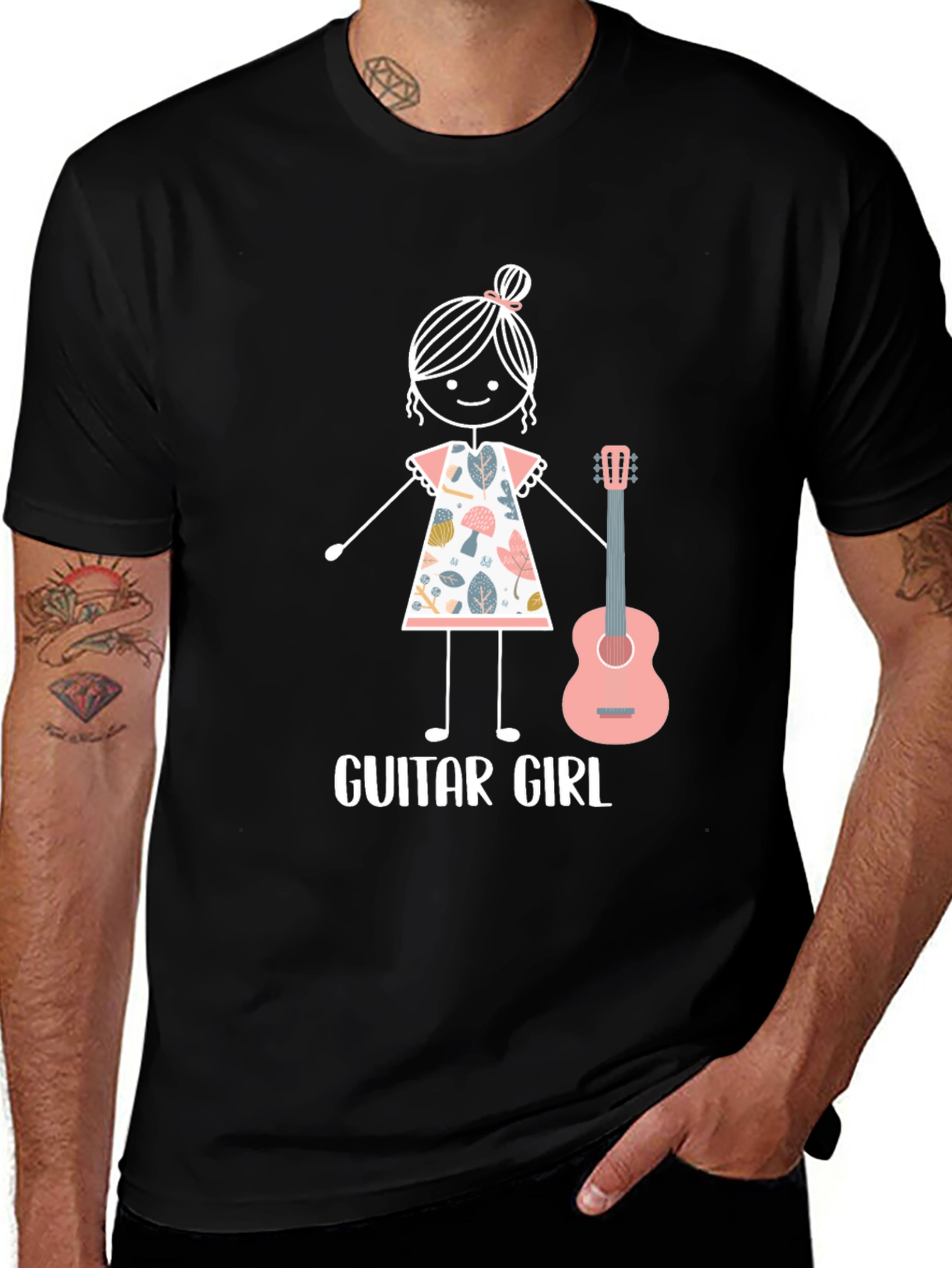 Variant 29 of Guitar Girl Graphic Tee - Musician's Style