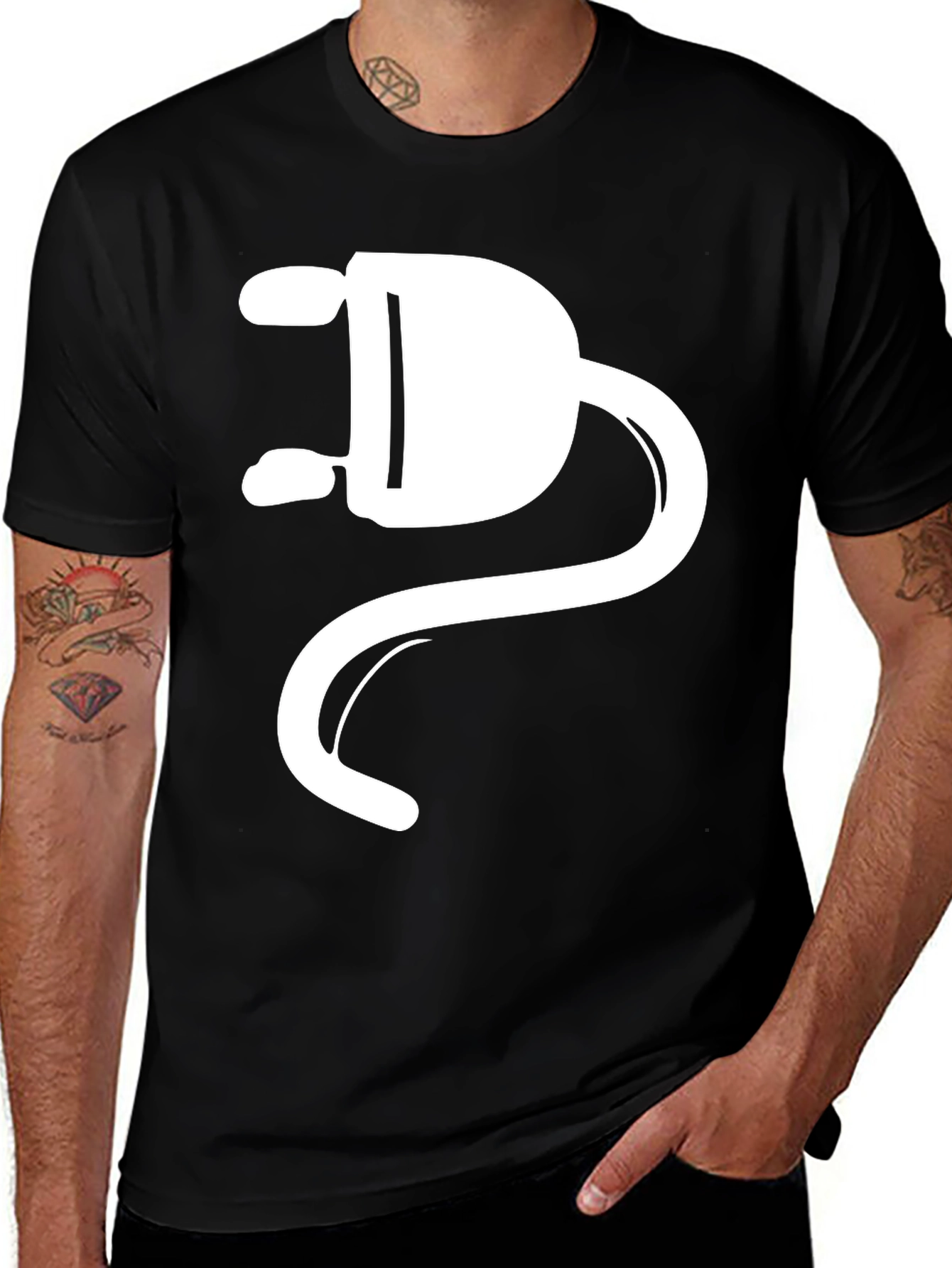 Variant 11 of Electric Plug Graphic Tee - Black Cotton Blend