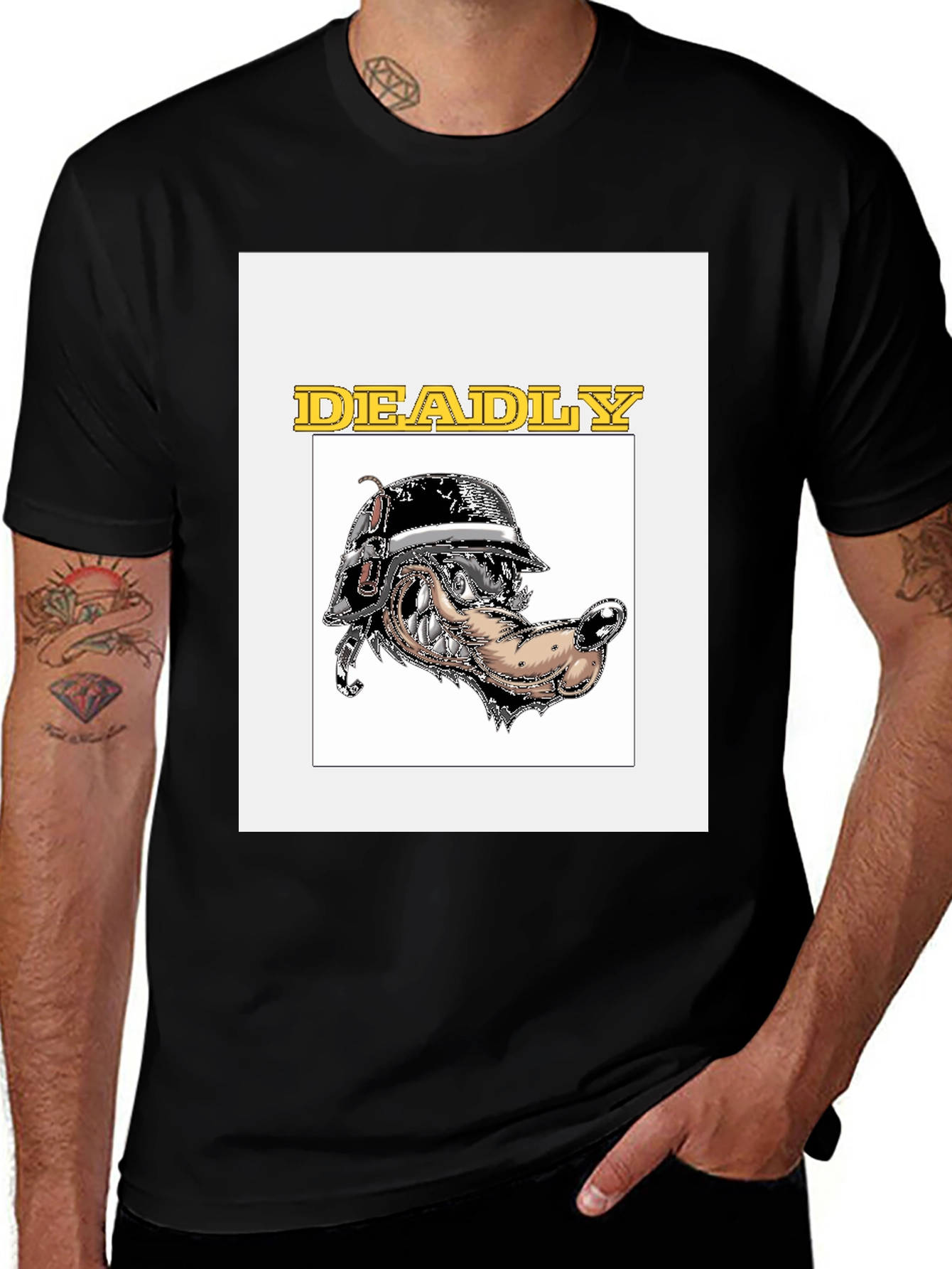 Variant 17 of Deadly Wolf Graphic Tee - Black Cotton T-Shirt