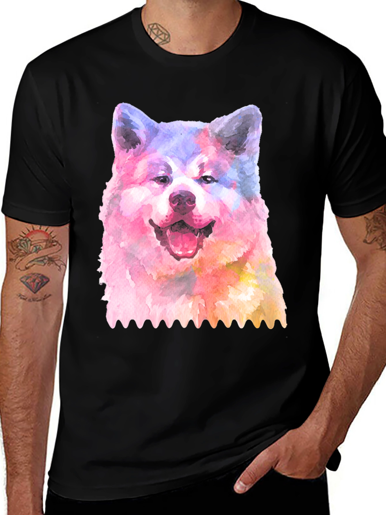 Variant 27 of Watercolor Dog Graphic Tee - Akita T-Shirt