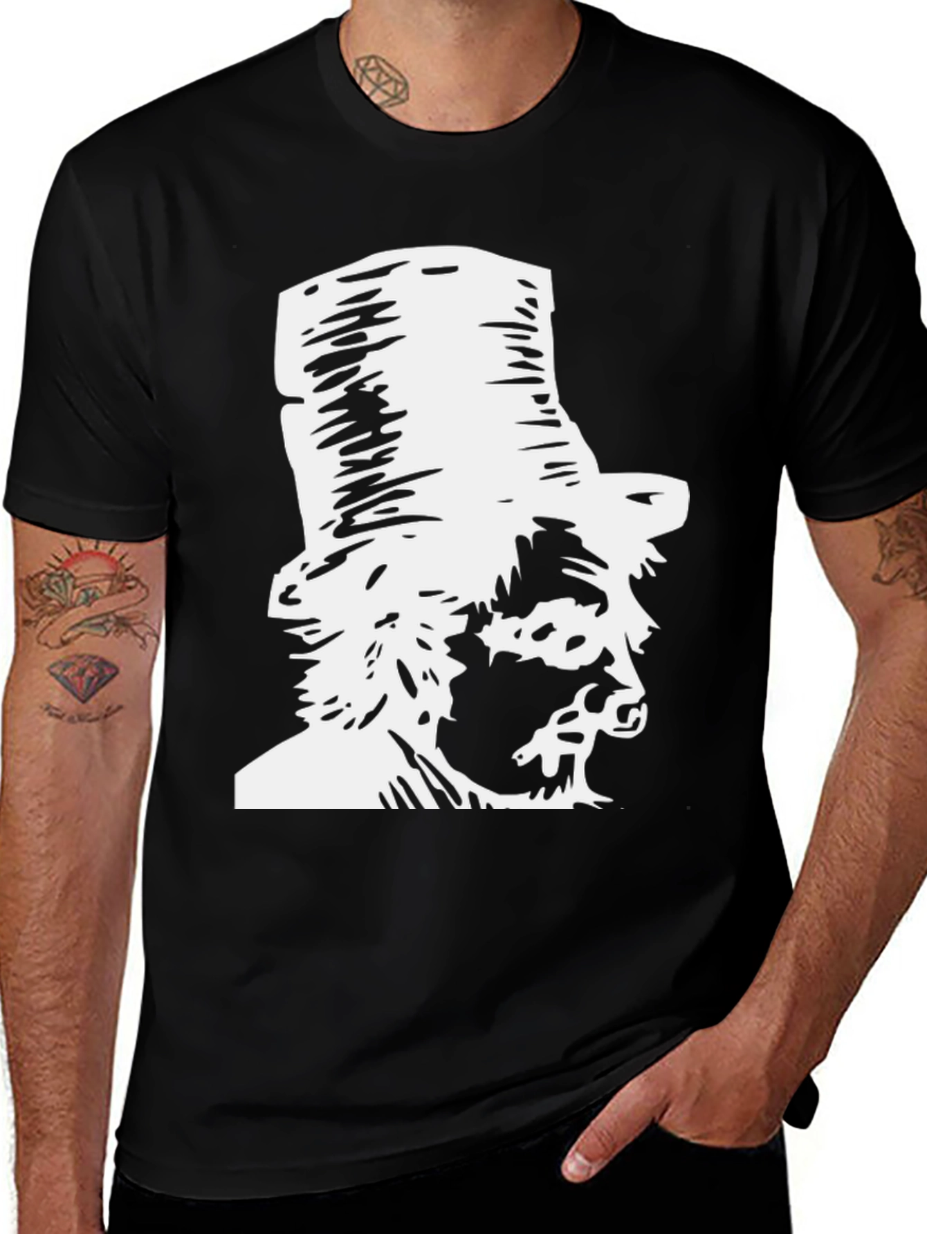 Variant 2 of Gentleman Graphic T-Shirt, Black Cotton Top Hat Design