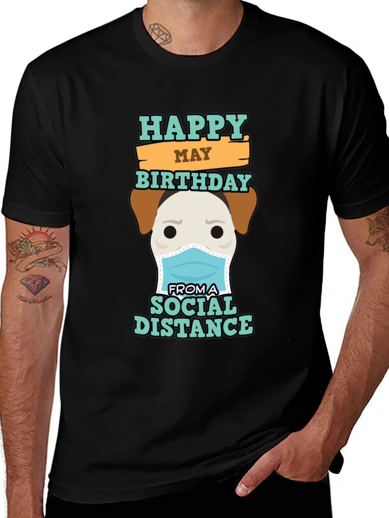 Variant 3 of Happy May Birthday Social Distance Dog T-Shirt