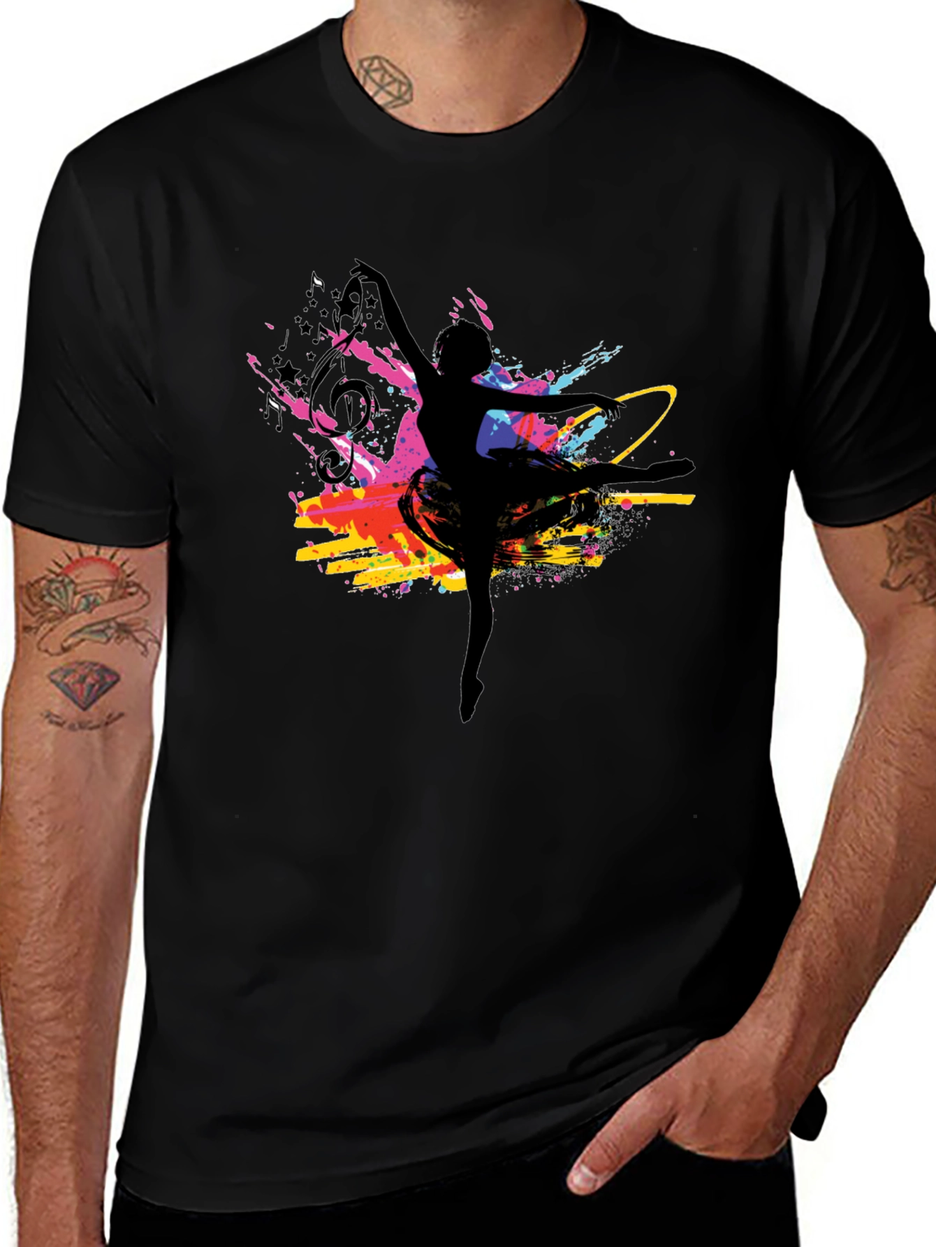 Variant 24 of Black T-Shirt with Ballerina Design