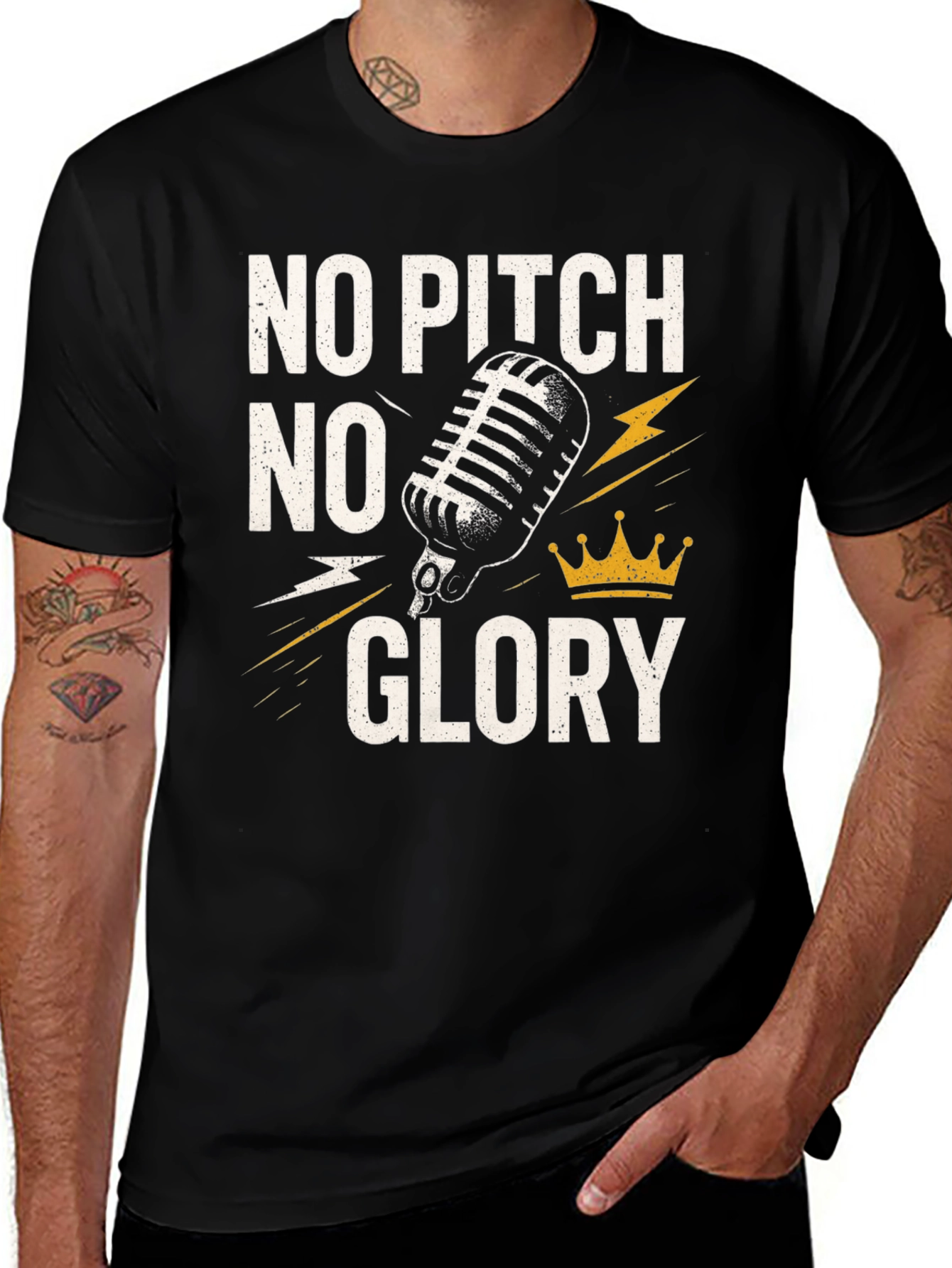 Variant 18 of No Pitch No Glory Black Graphic T-Shirt
