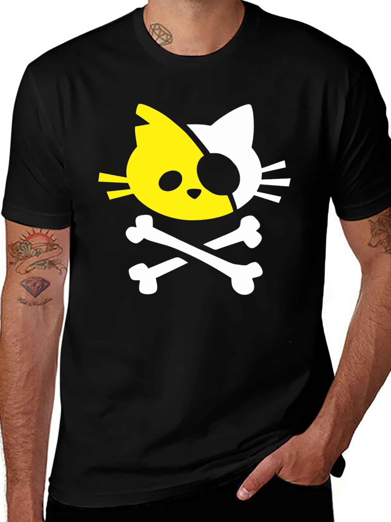 Variant 12 of Cat Pirate T-Shirt - Unique Skull & Crossbones Design