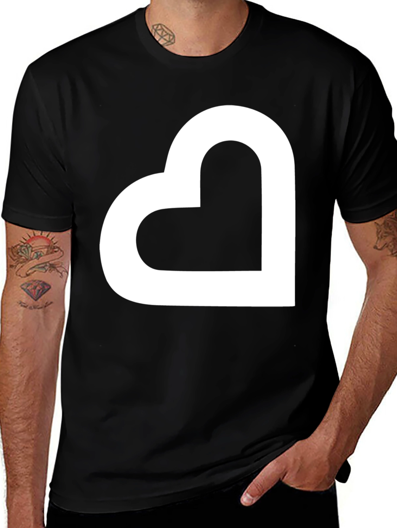 Variant 17 of Modern Heart Graphic Tee - Black Casual Shirt