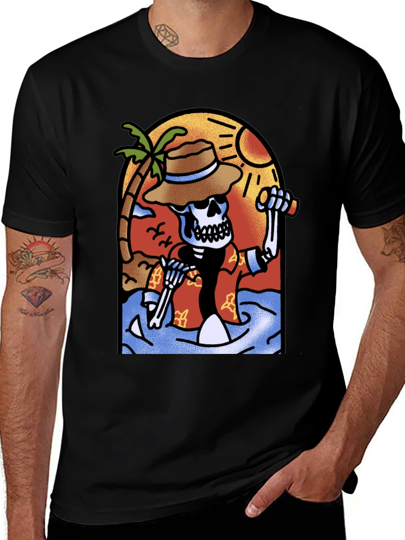 Tropical Skeleton Graphic T-Shirt