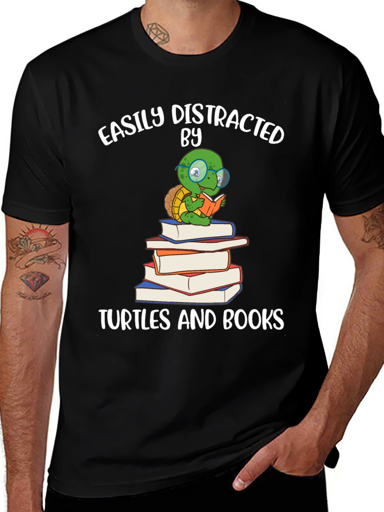 Variant 9 of Easily Distracted by Turtles & Books T-Shirt
