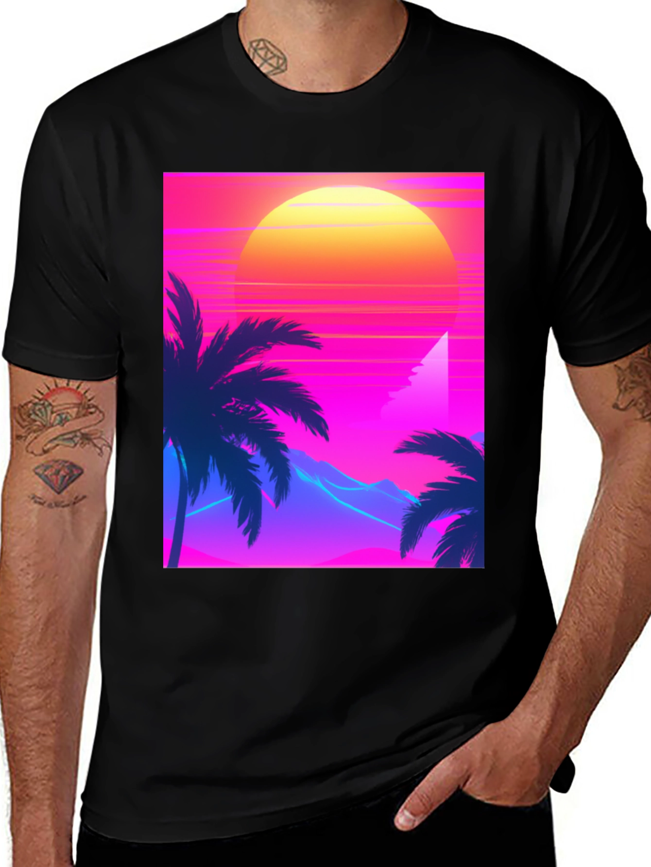 Variant 20 of Retro Sunset T-Shirt - 80s Style Palm Tree Tee