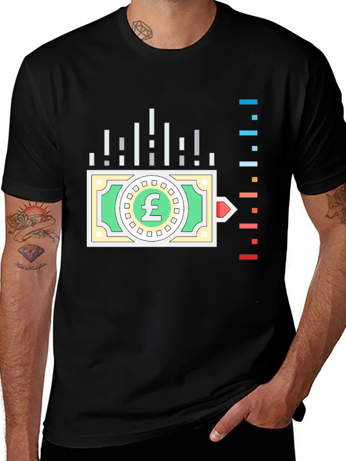 Variant 20 of Pound Note Graphic Tee - Black Cotton T-Shirt