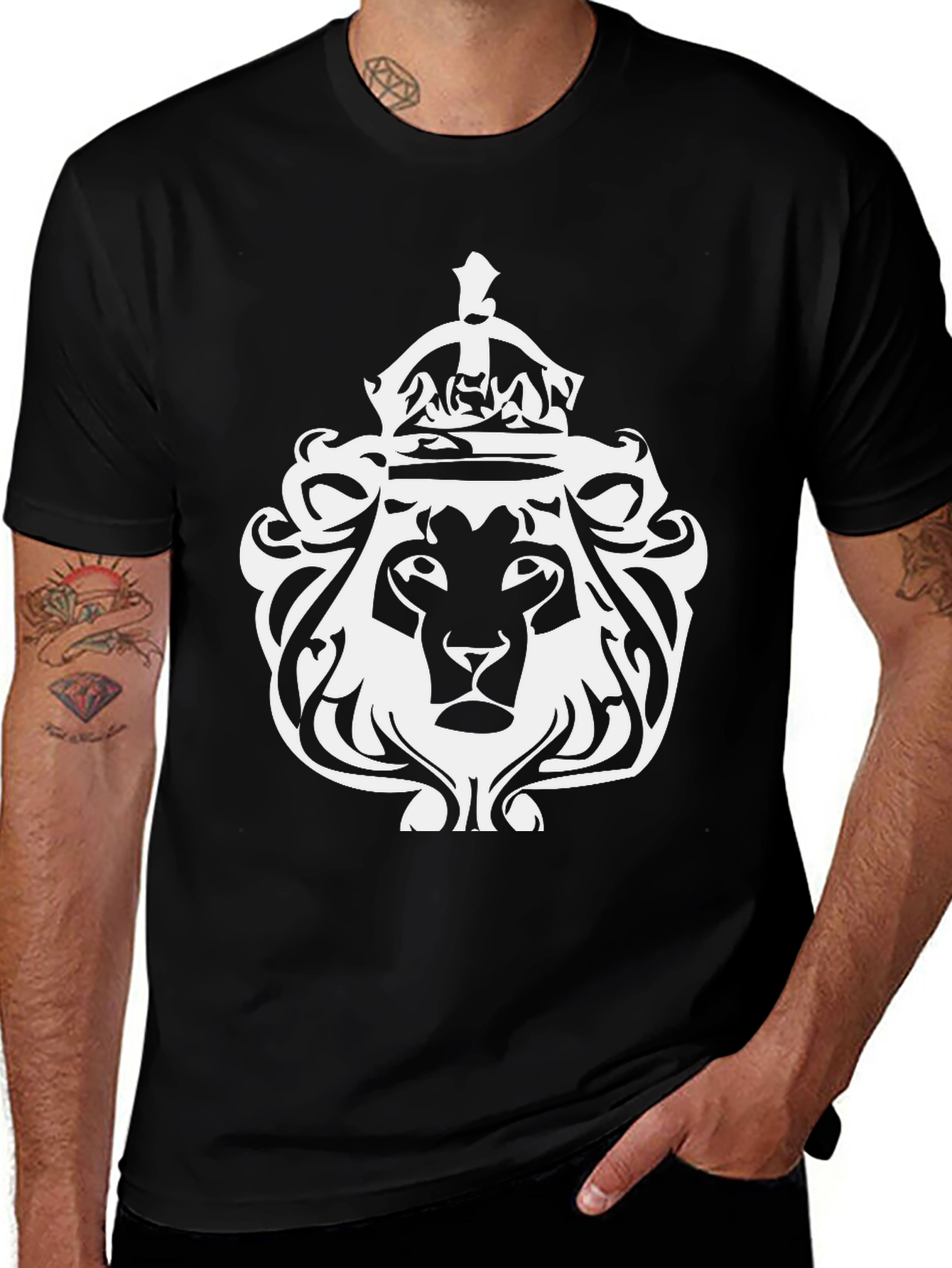 Variant 19 of Lion Crown Graphic Tee - Black