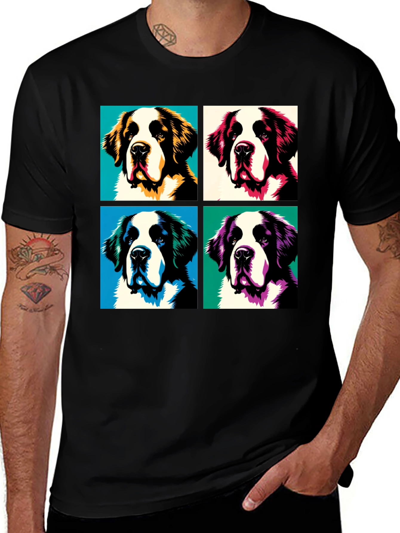 Pop Art Saint Bernard Dog T-Shirt